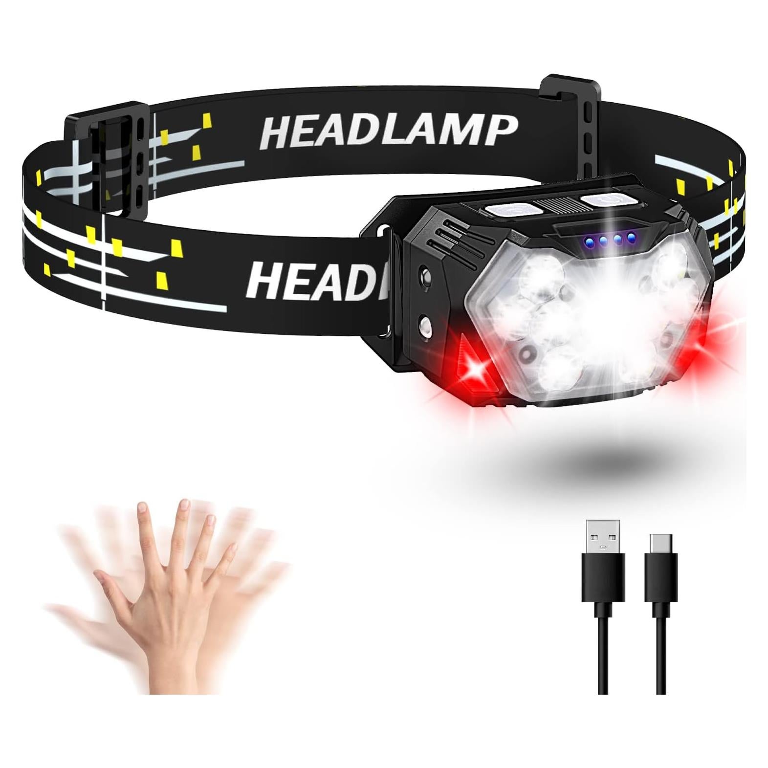 Linterna Frontal Eirnvop 2000LM Recargable USB-C 10 Modos