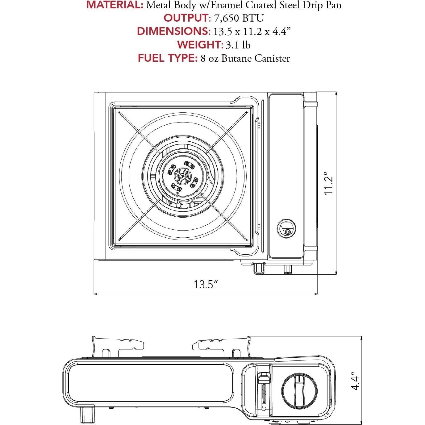 Estufa Portátil de Butano Gas One GS-1000G 7650 BTU