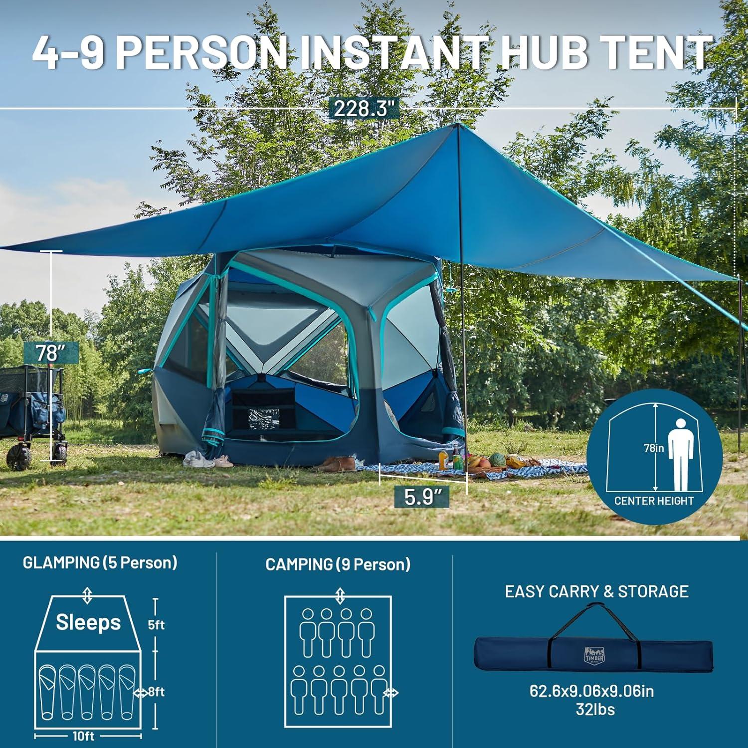 Carpa Instantánea TIMBER RIDGE para 4-5 Personas Azul