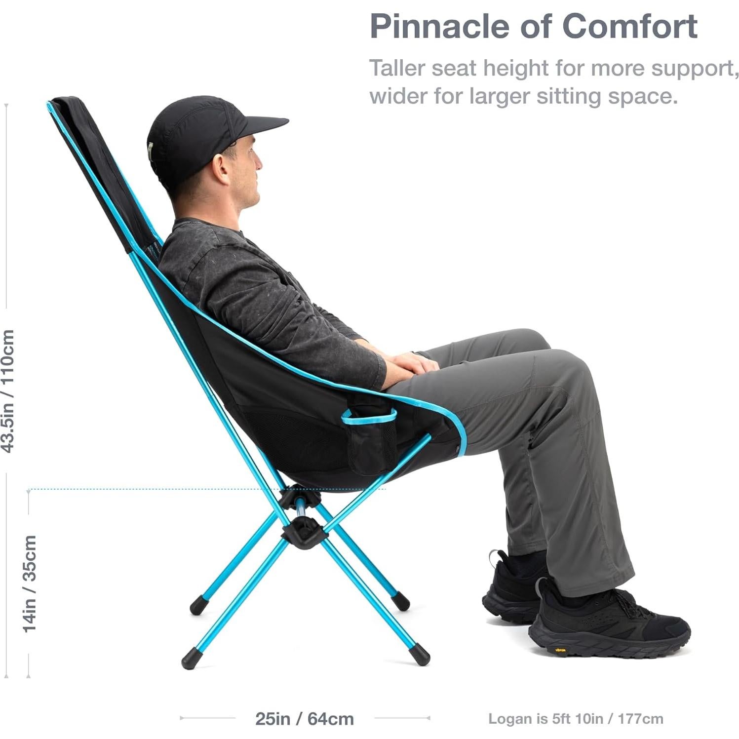 Silla de Camping Plegable Helinox Savanna Negra Respaldo Alto