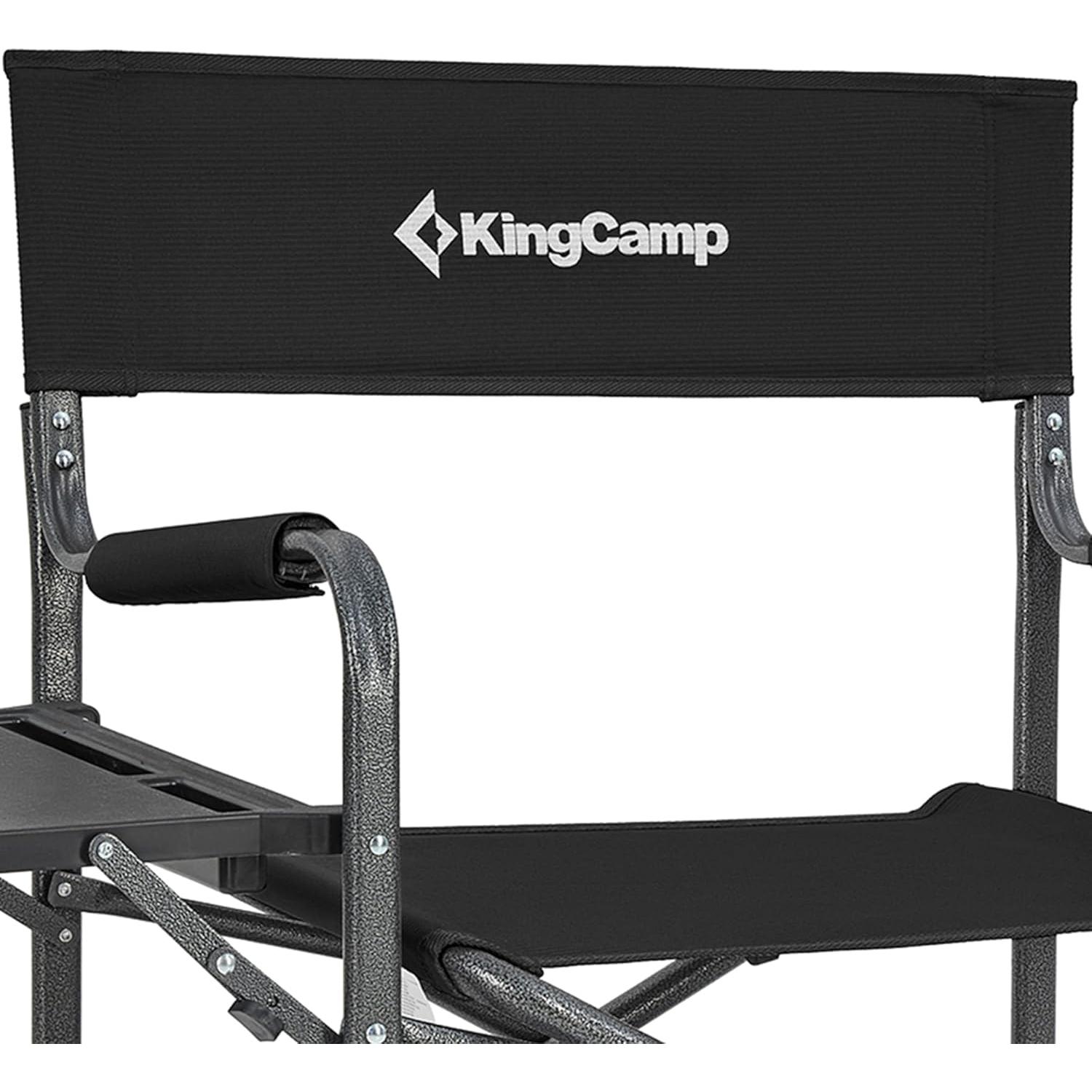 Silla de Camping Plegable KingCamp con Mesa Lateral Negra