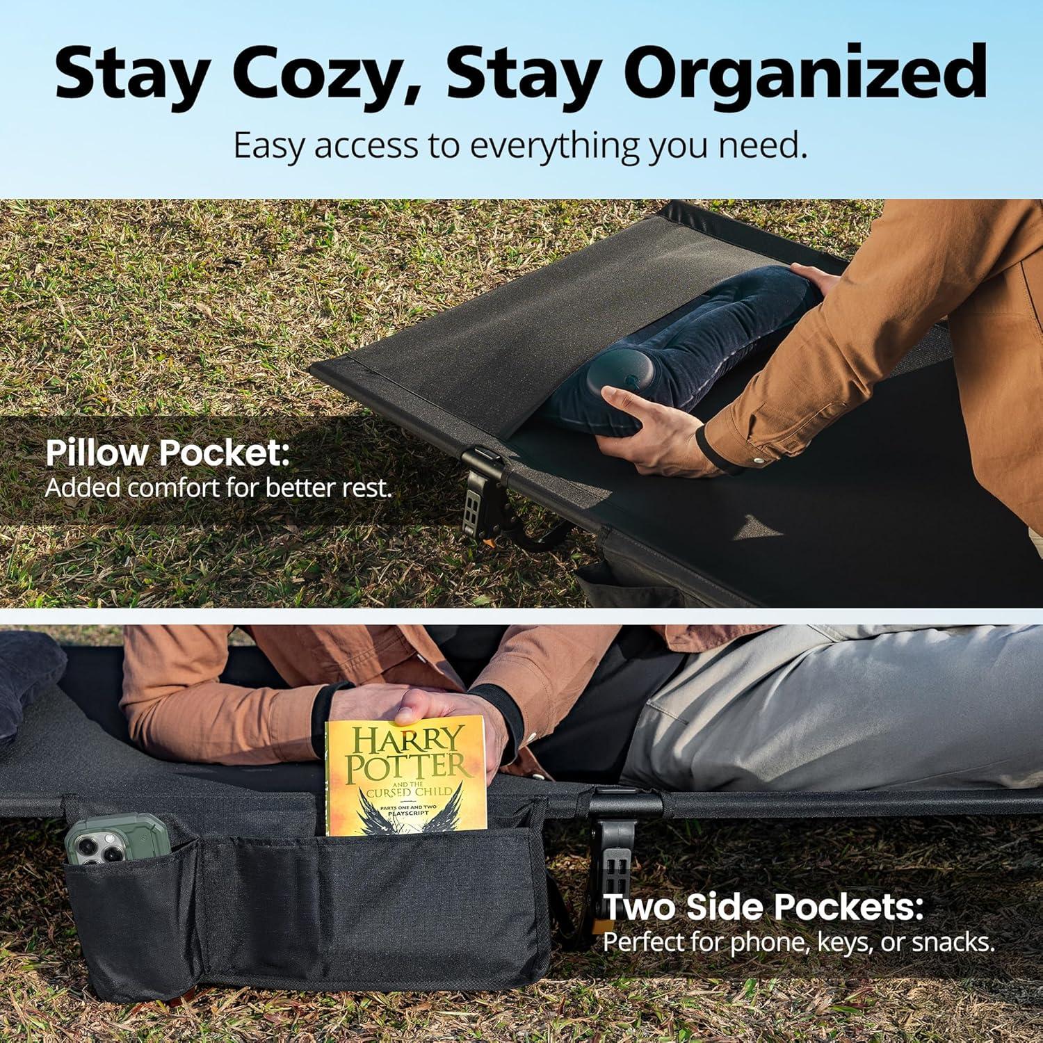 Cama de Camping Plegable Ultraligera MJFCCOUL Negra 158.8 kg