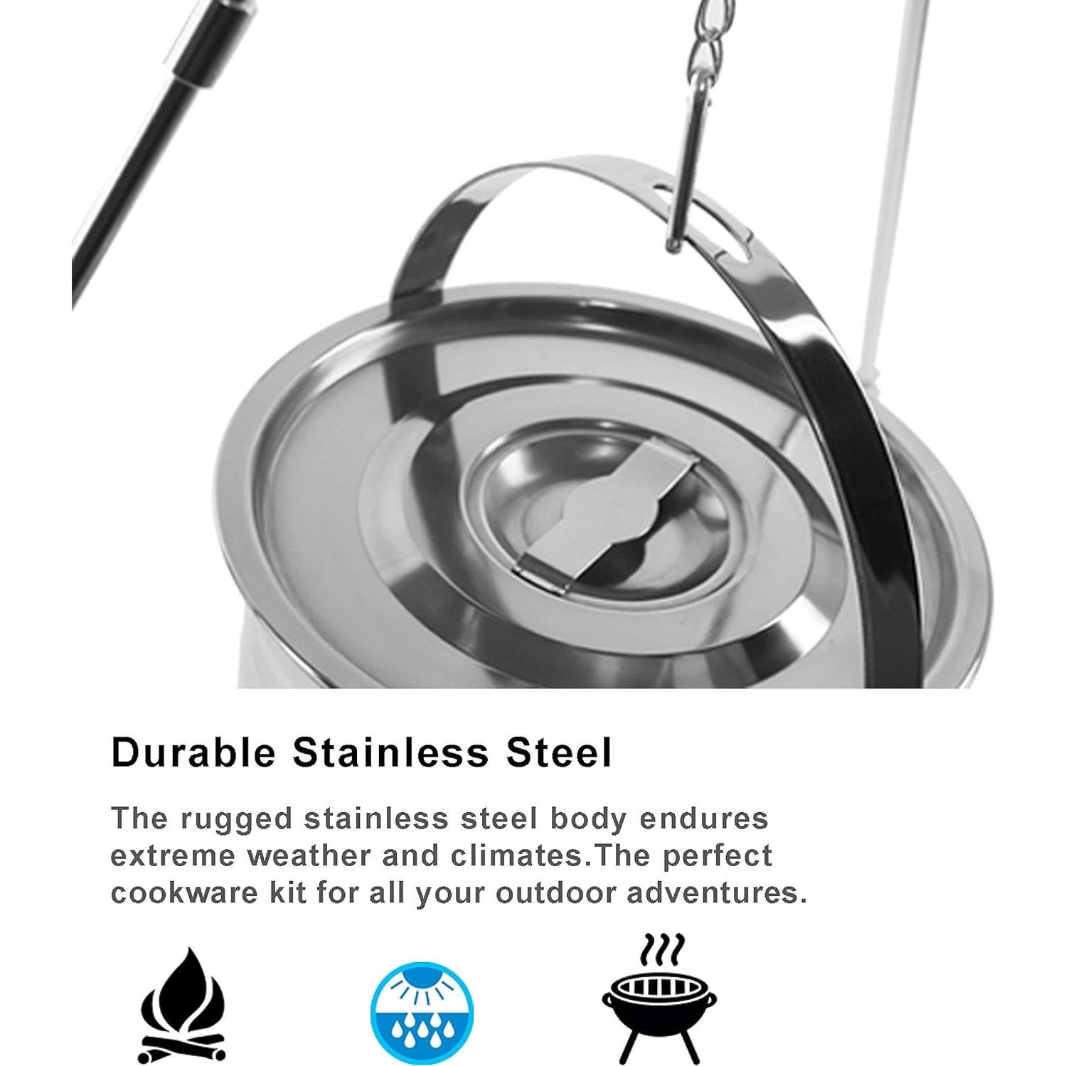 Juego de Utensilios de Cocina Camping Wealers 4 Piezas Acero Inoxidable