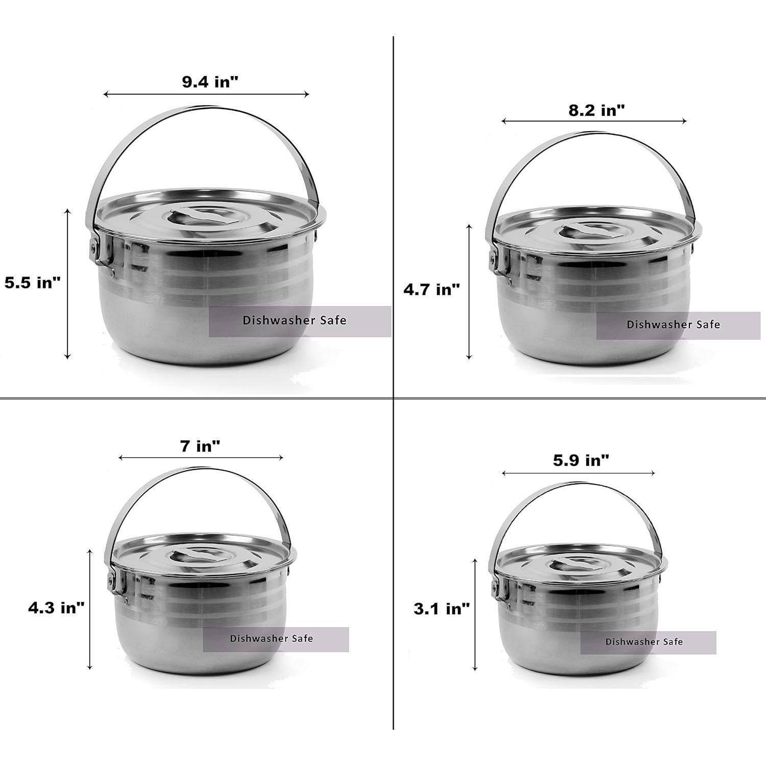 Juego de Utensilios de Cocina Camping Wealers 4 Piezas Acero Inoxidable