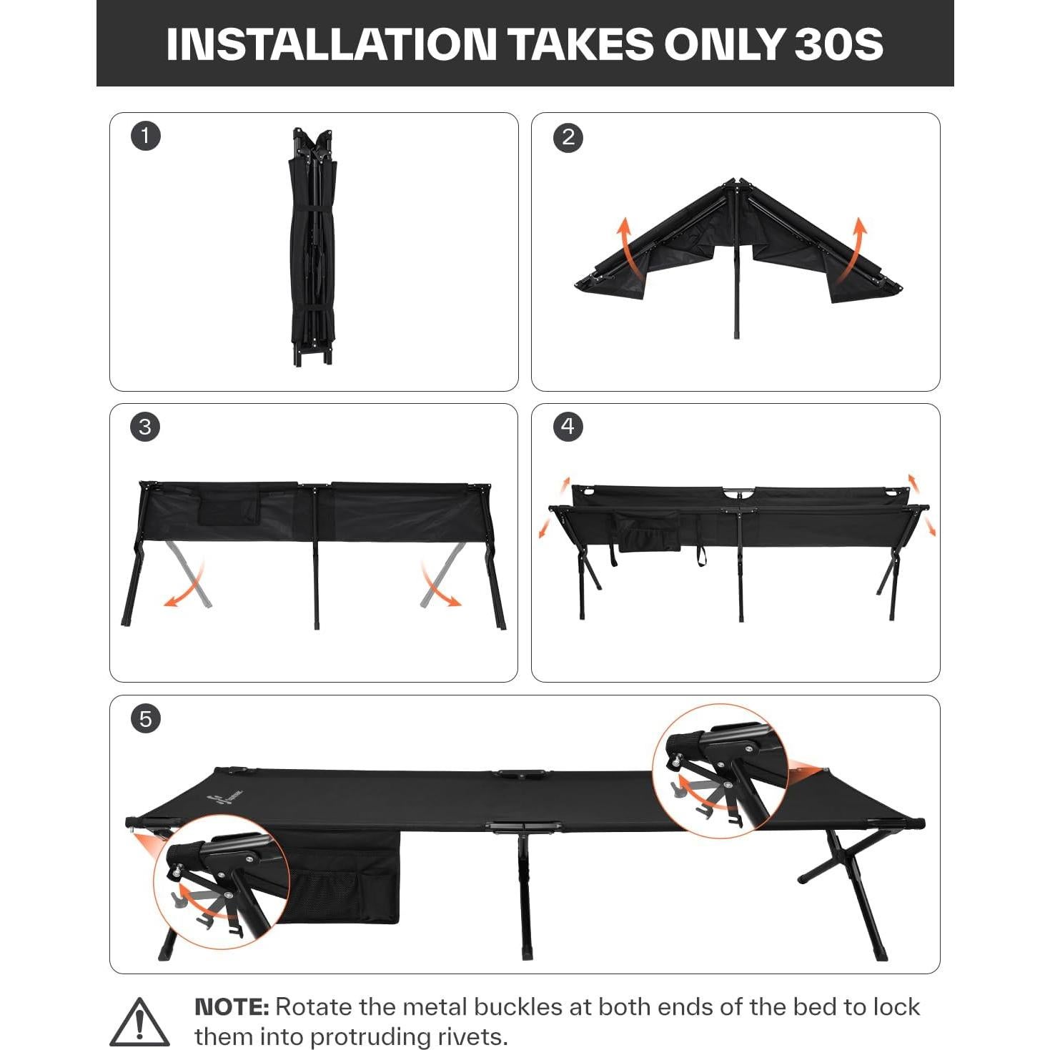 Cama Plegable Sportneer 198.7x73cm para Camping - Soporta 149.7kg