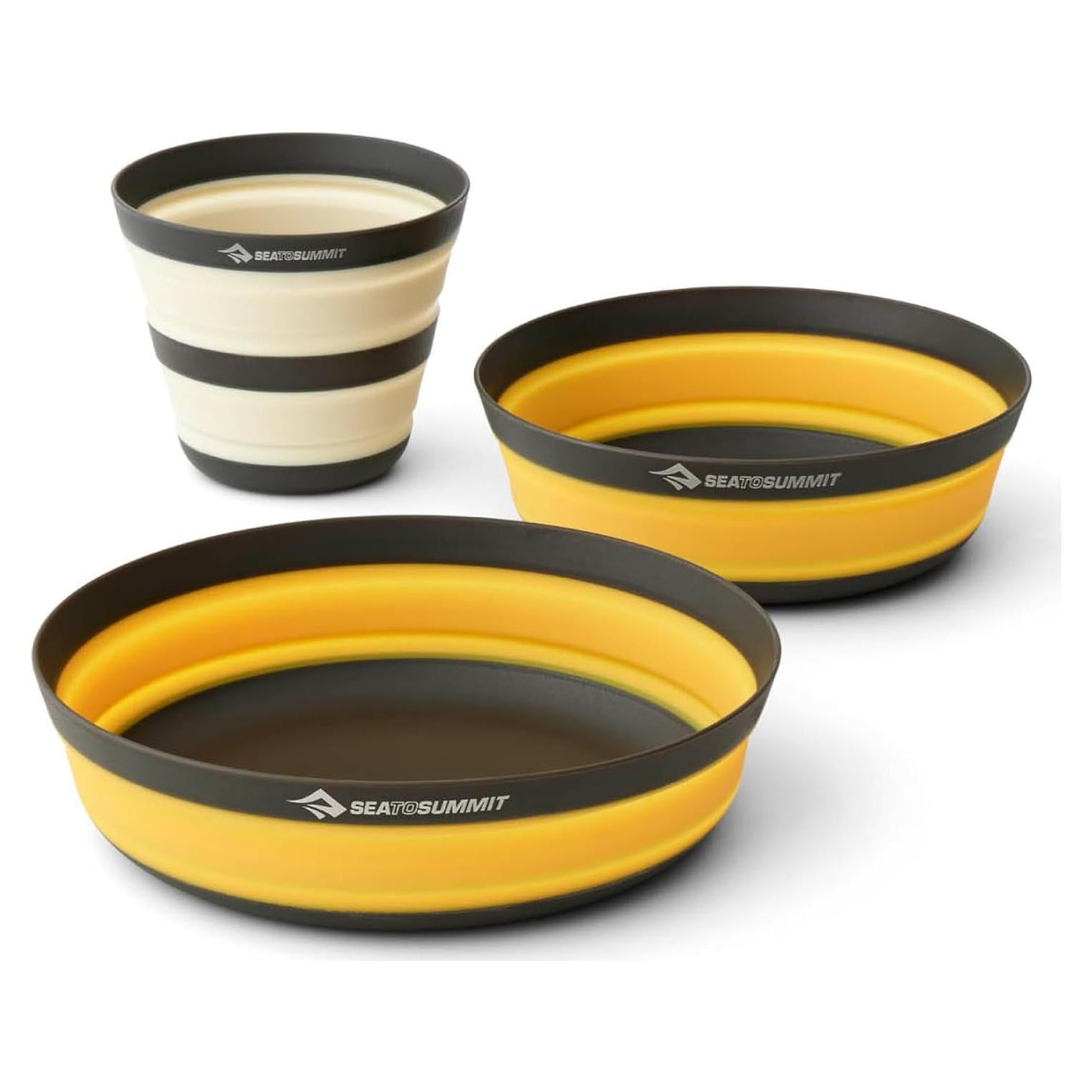 Sea to Summit Frontier Ultralight Collapsible Dinnerware Set, 1-Person (Medium Bowl, Large Bowl, Cup)