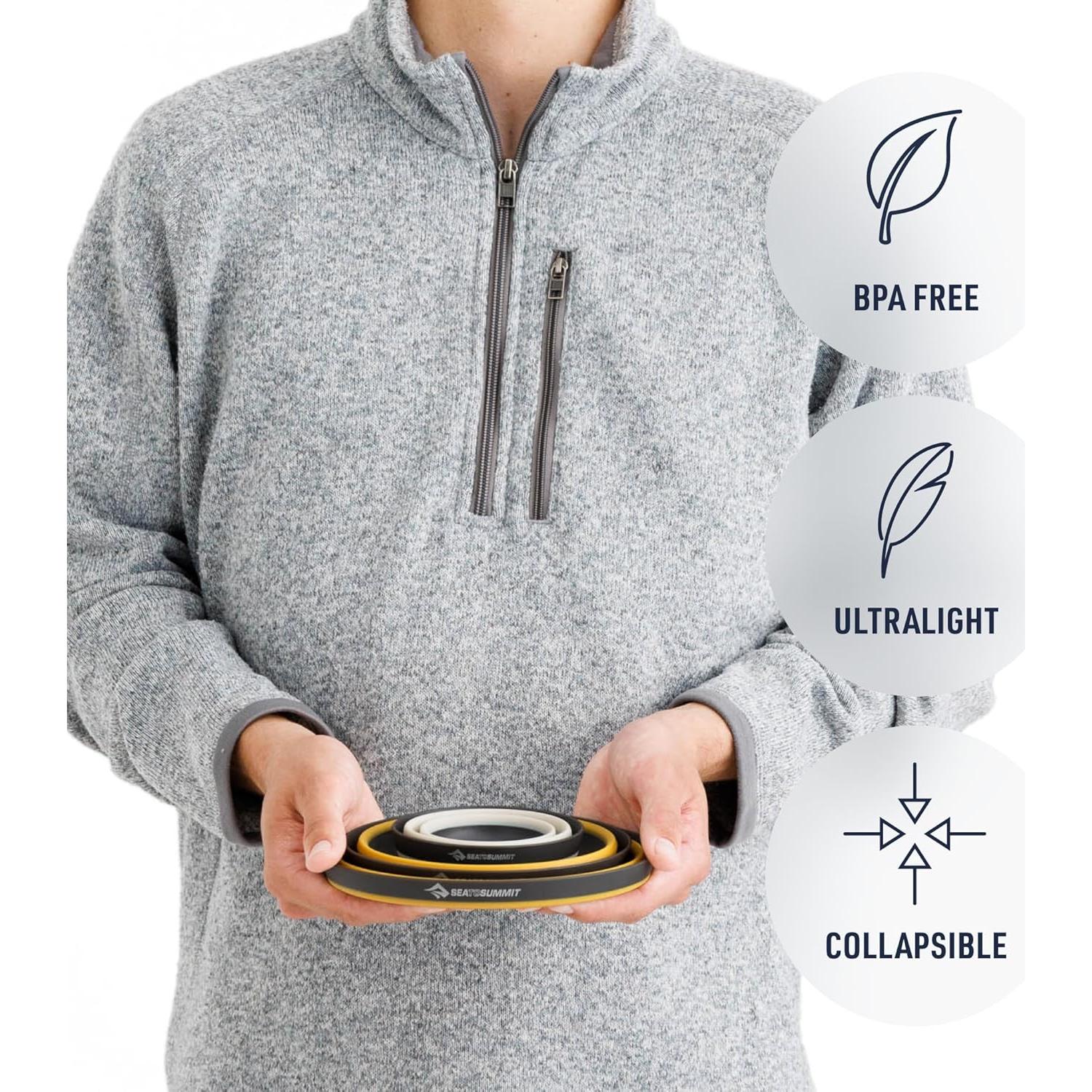 Sea to Summit Frontier Ultralight Collapsible Dinnerware Set, 1-Person (Medium Bowl, Large Bowl, Cup)