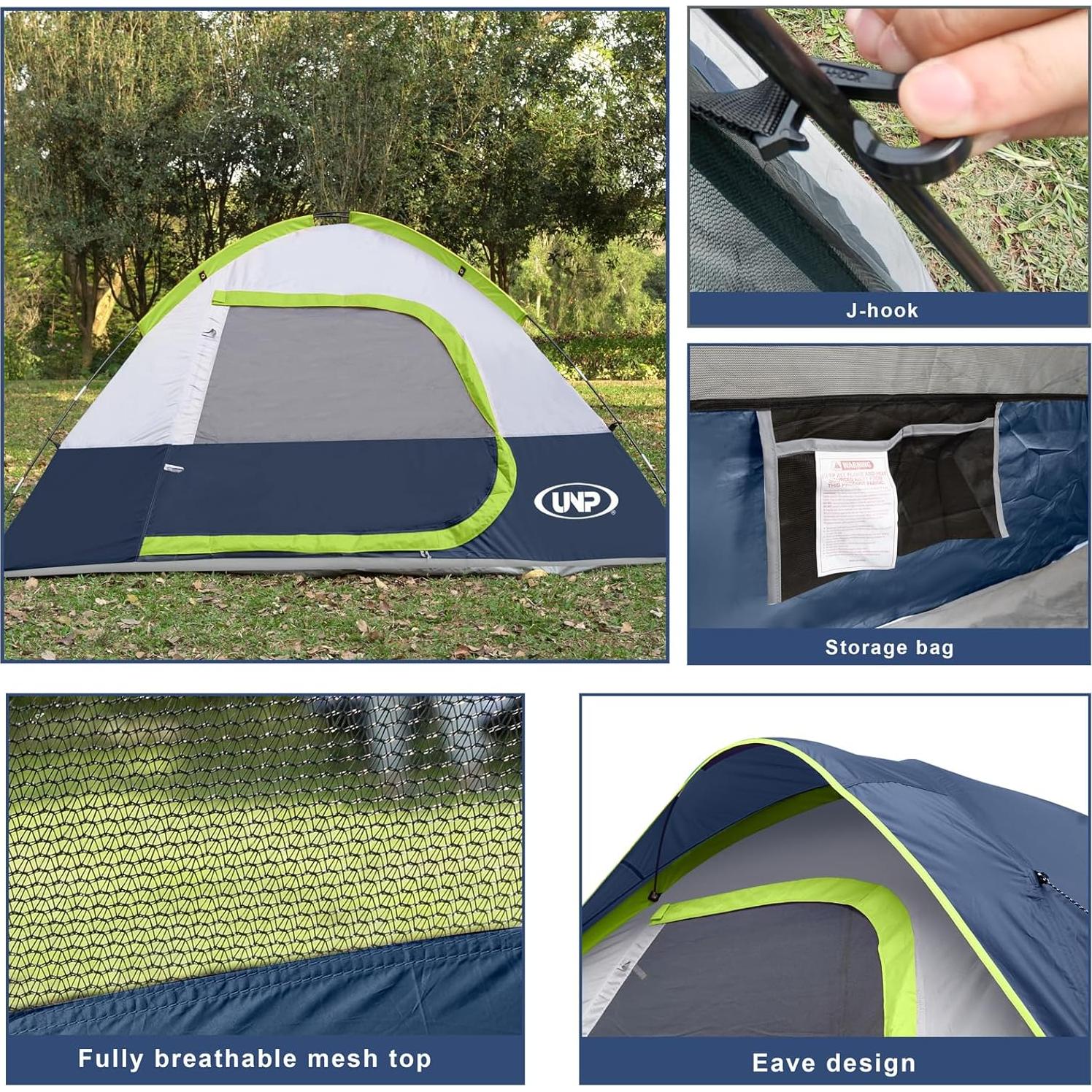 Tienda de Camping UNP para 4 Personas Impermeable Azul