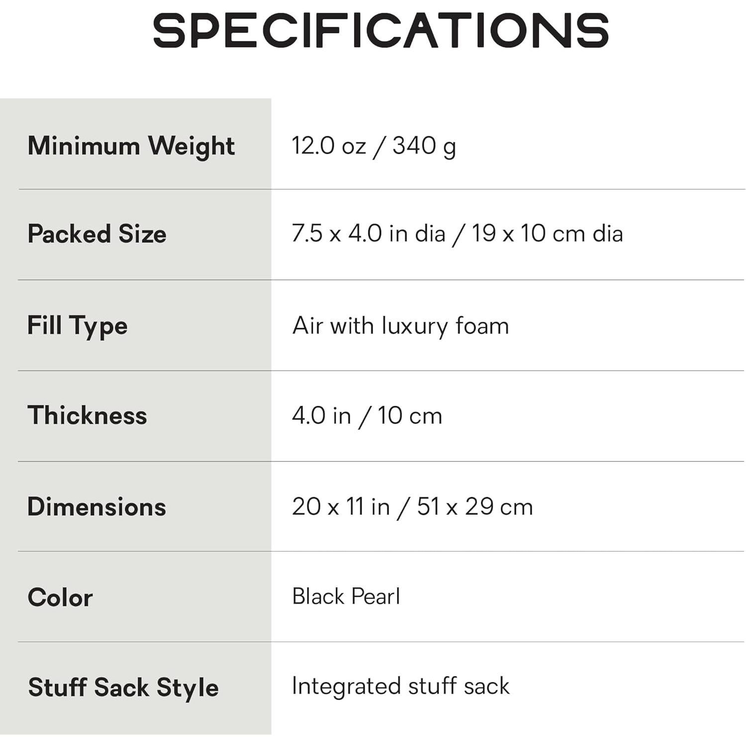 NEMO Equipment Fillo Wide Camping Pillow - Black Pearl/Birch Bud - One Size