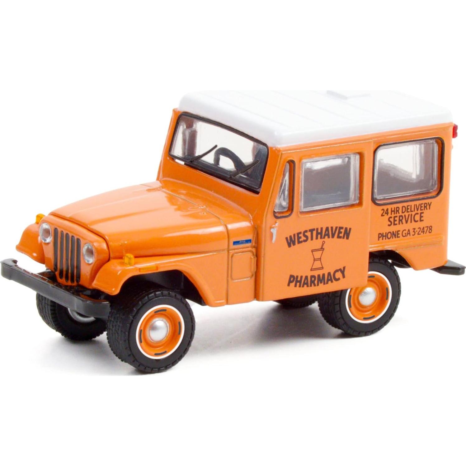 Coche Diecast 1/64 Greenlight 1974 DJ-5 Naranja Techo Blanco