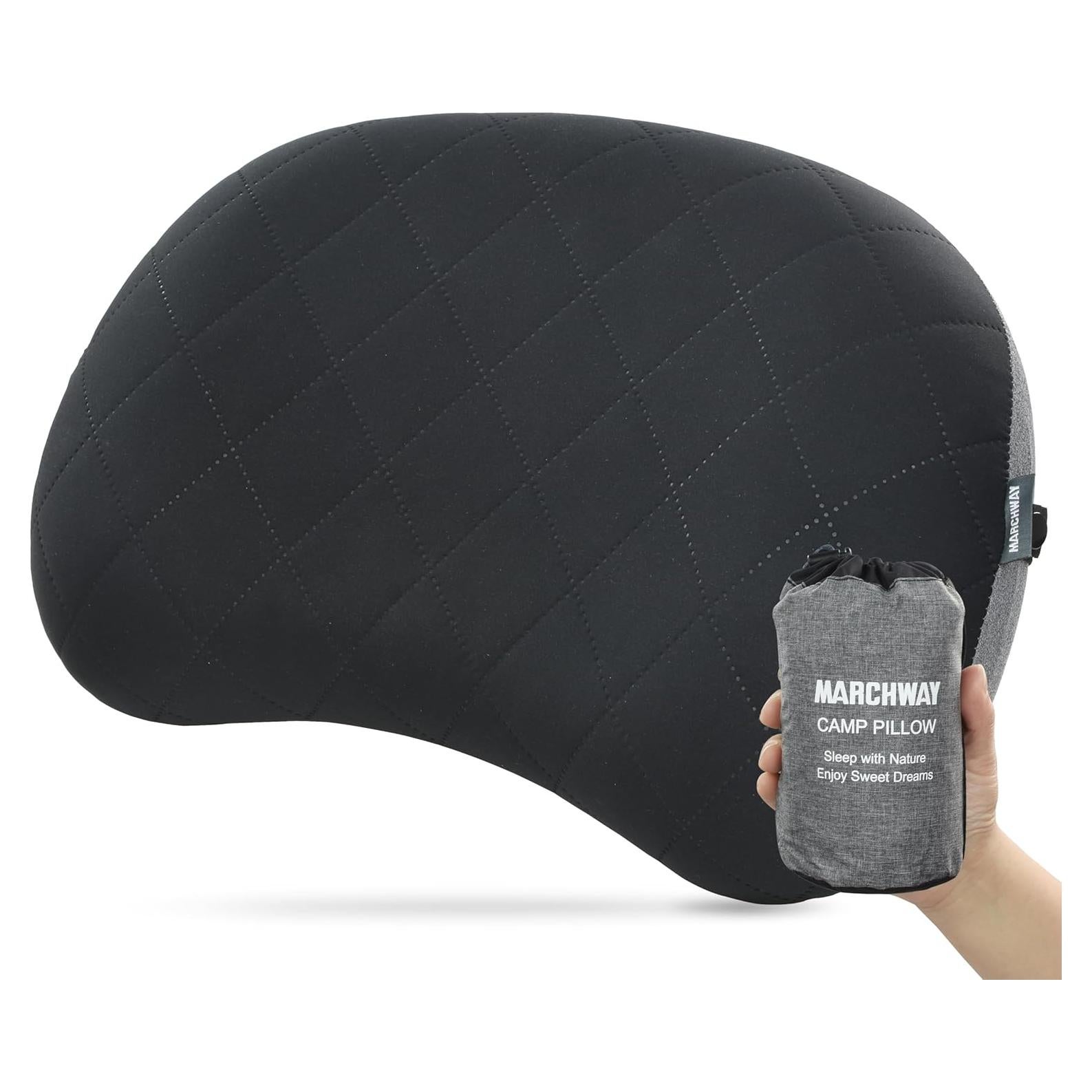 Almohada Inflable Ultraligera MARCHWAY para Camping Negra