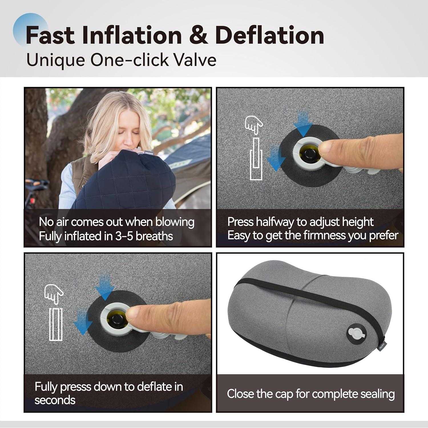 Almohada Inflable Ultraligera MARCHWAY para Camping Negra