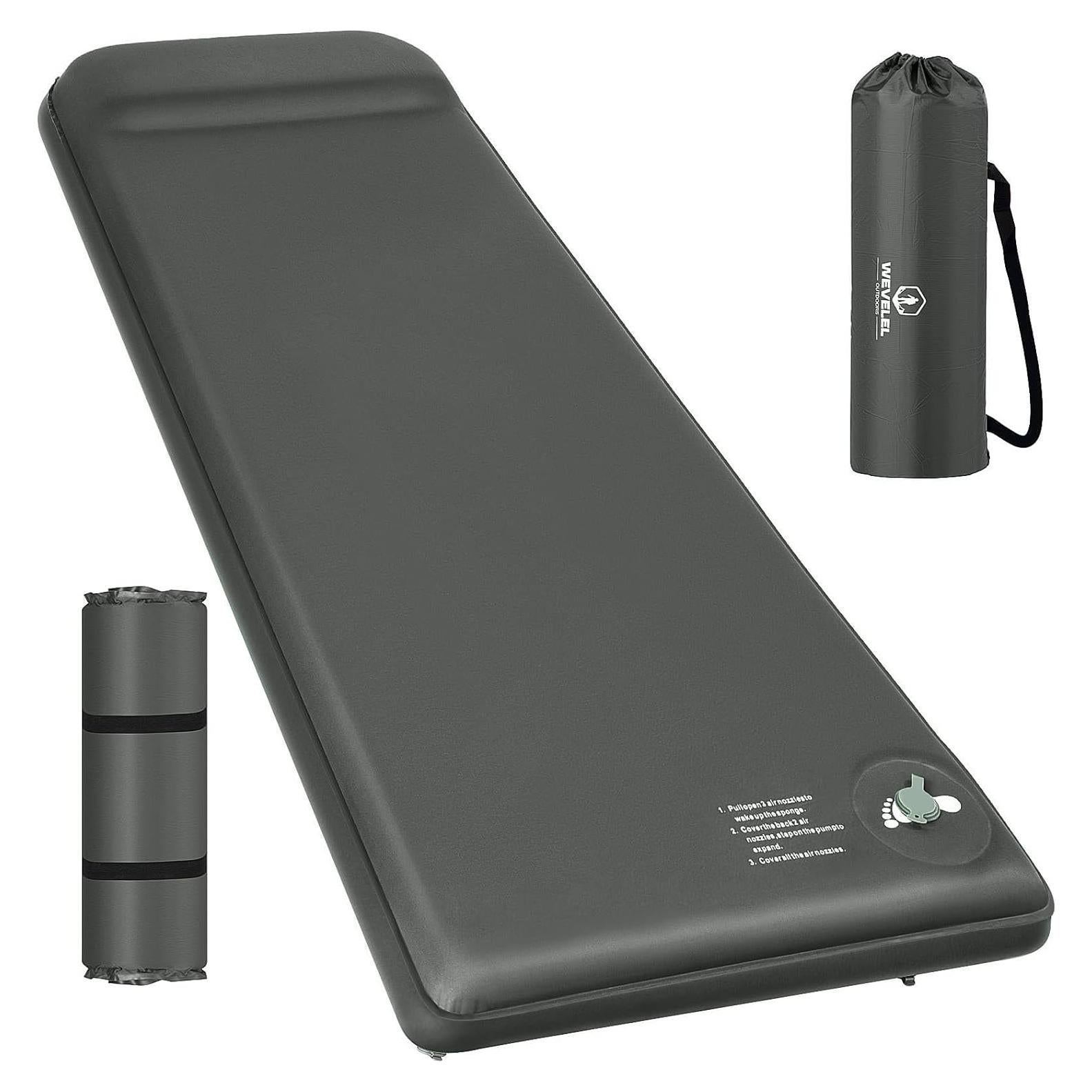 Colchón de Camping Wevelel 3.5" (8.9 cm) Auto-inflable Gris