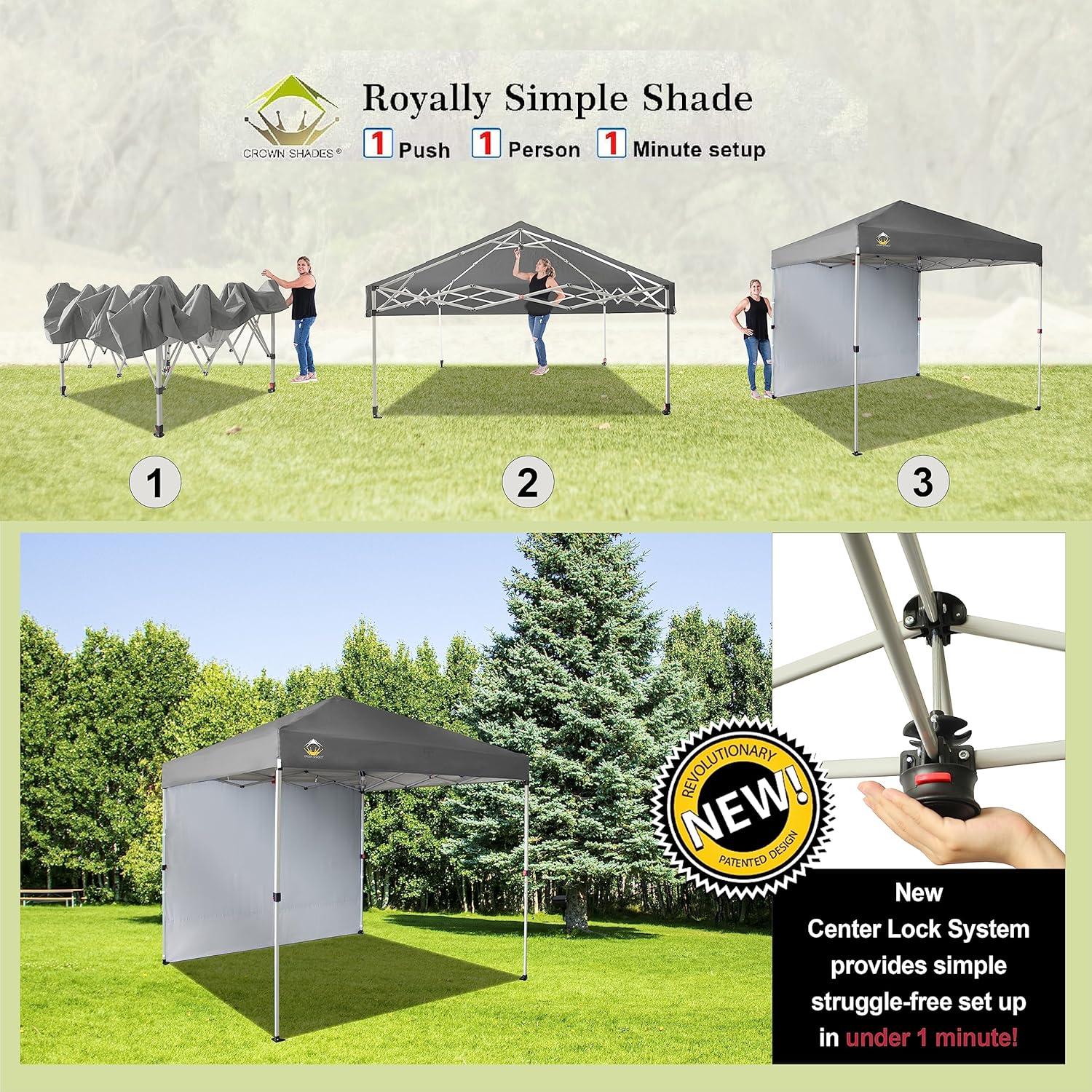 Carpa Plegable 8x8 CROWN SHADES con Pared Lateral Gris