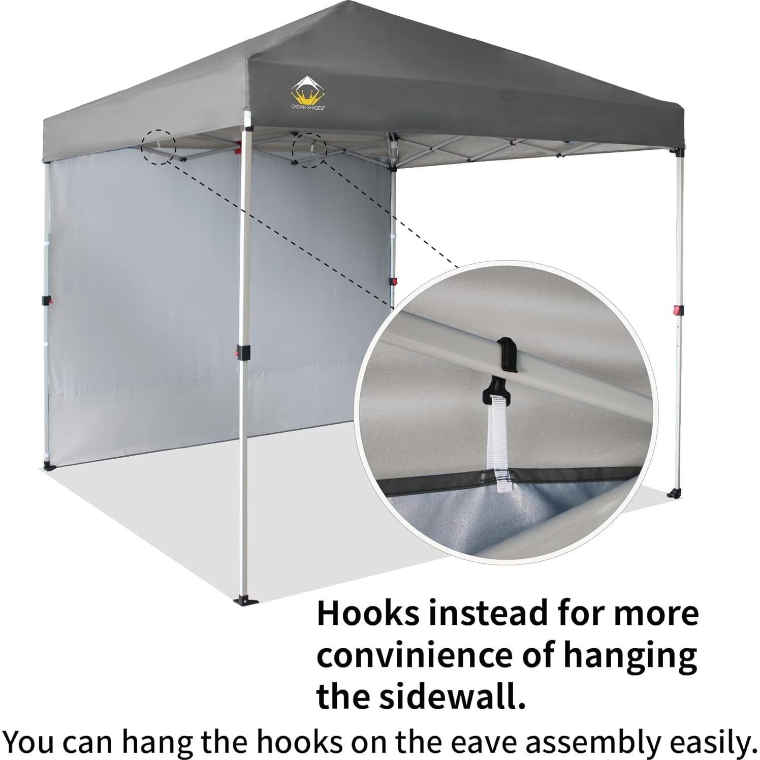 Carpa Plegable 8x8 CROWN SHADES con Pared Lateral Gris