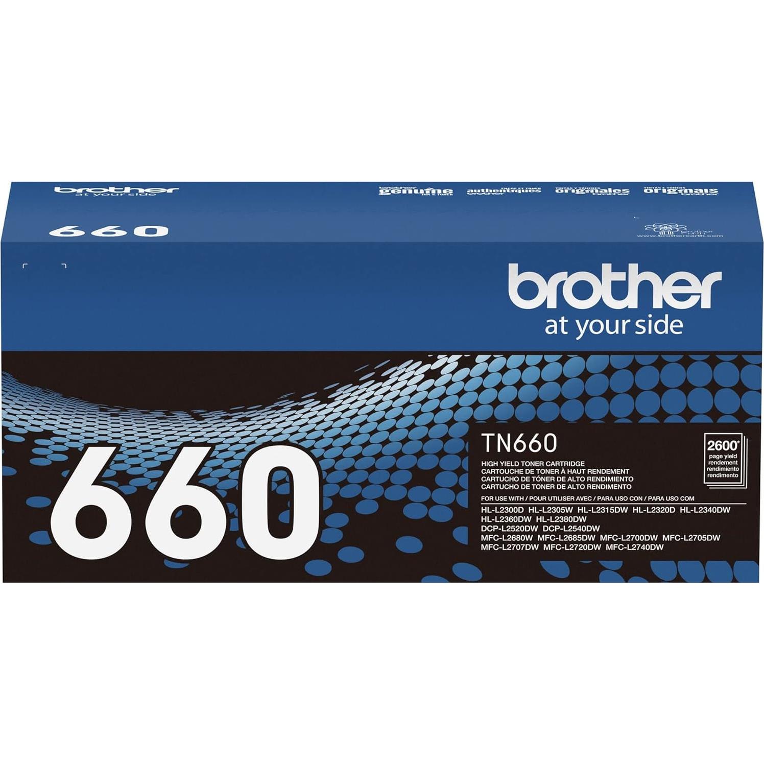 Cartucho de Tóner Brother TN660 Negro Alta Capacidad 2600 Páginas