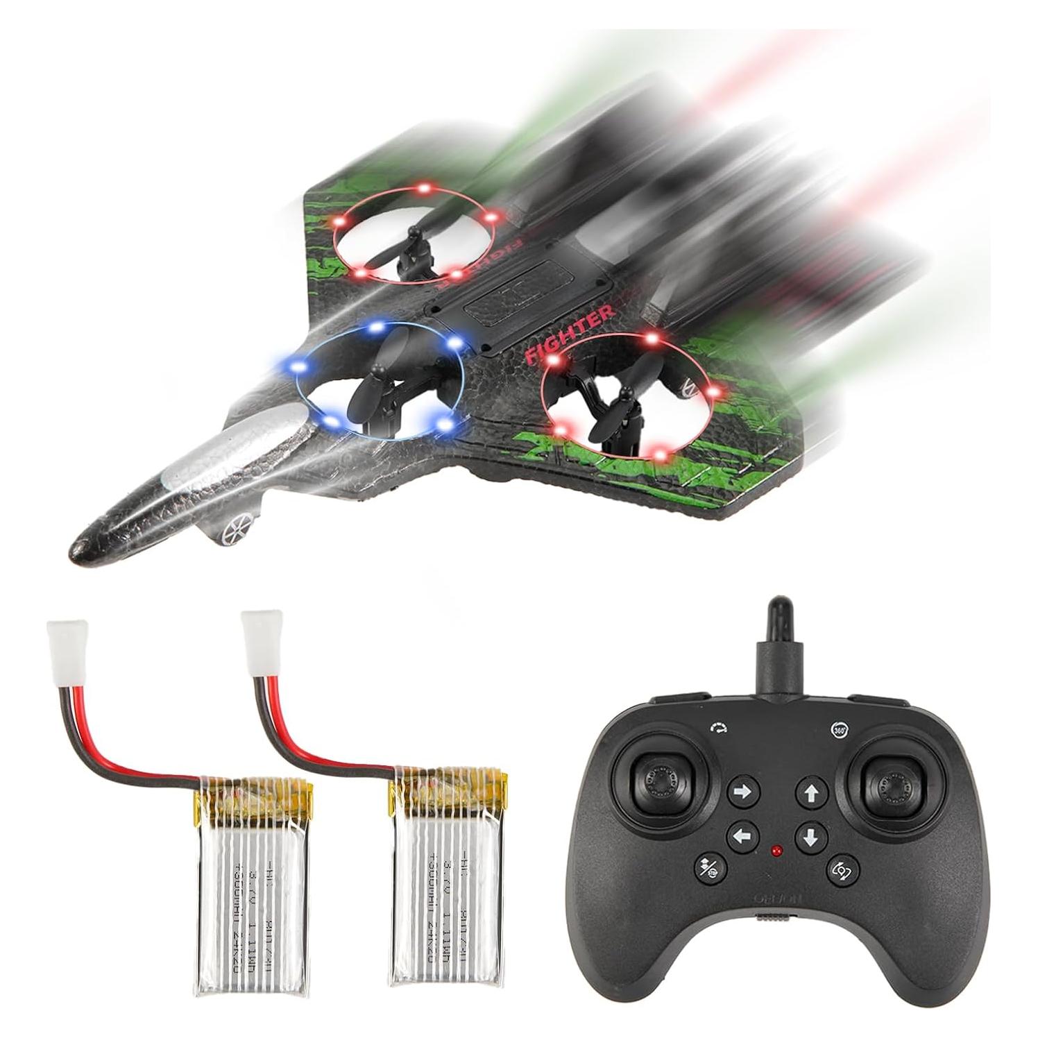 Remote Control Drone for Kids,2.4Ghz Foam RC Airplanes Helicopter Quadcopter with Auto Hovering,360° Flip,Gravity Sensing,Stunt Roll,Cool Light,2 Battery,Gifts for 6-12 Kids Boys (Green)