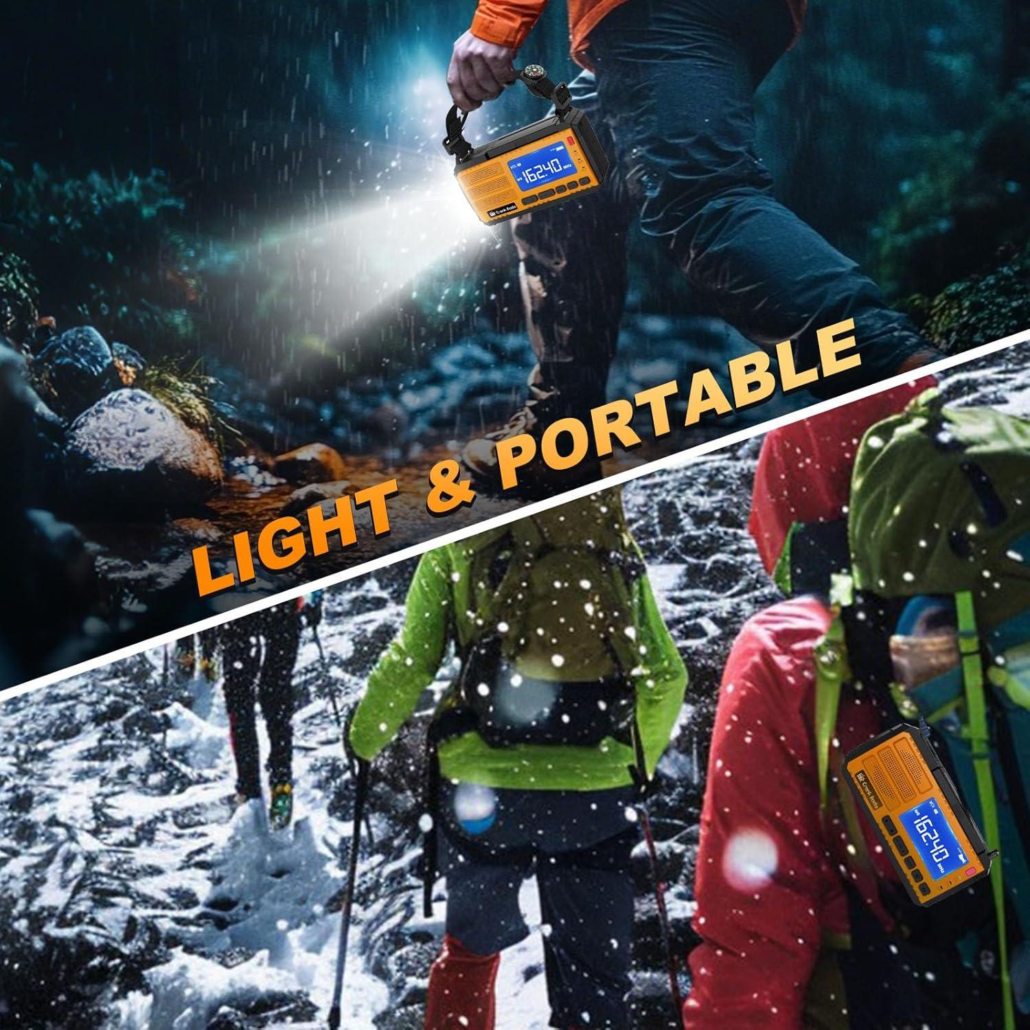 Radio de Emergencia Solar Yesiwtc 37000mWh AM/FM NOAA con Linterna