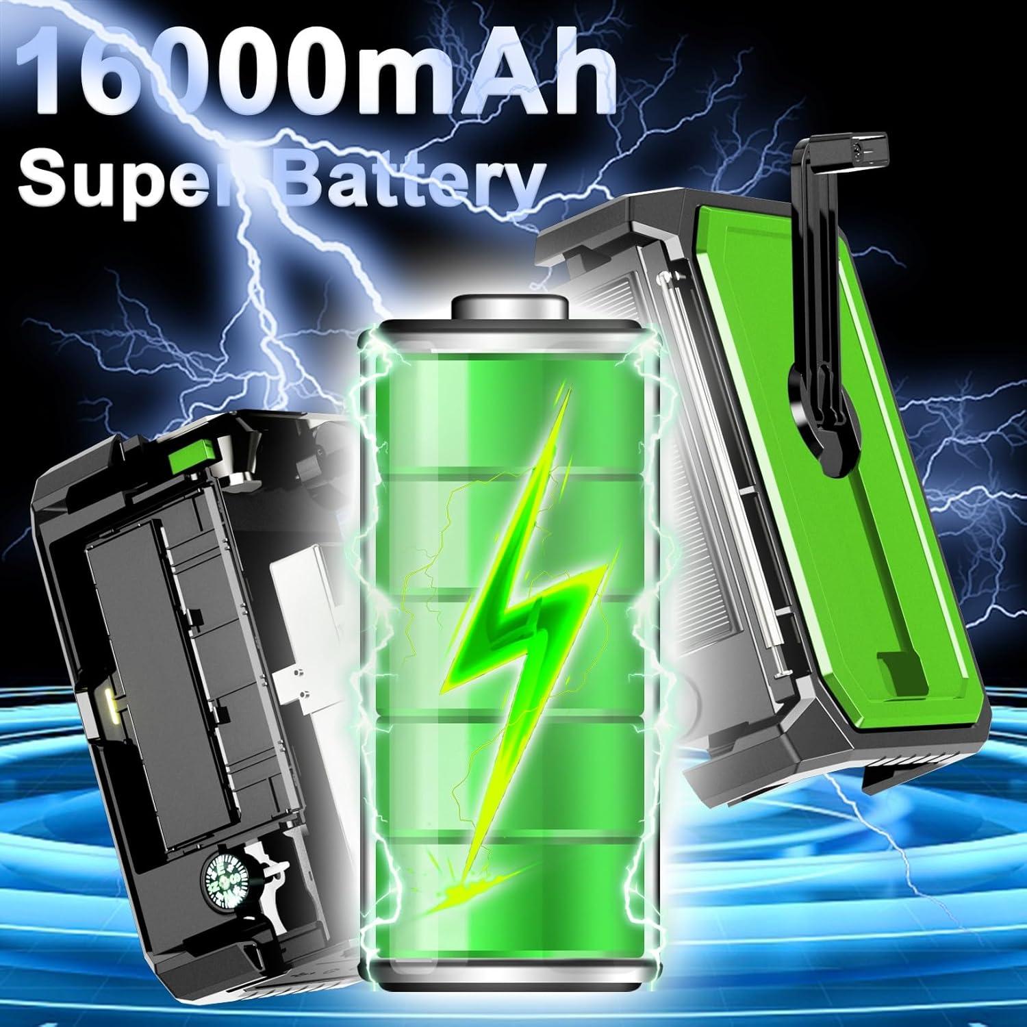 Radio de Emergencia ZZMICHP 16000mAh Bluetooth Solar NOAA Verde