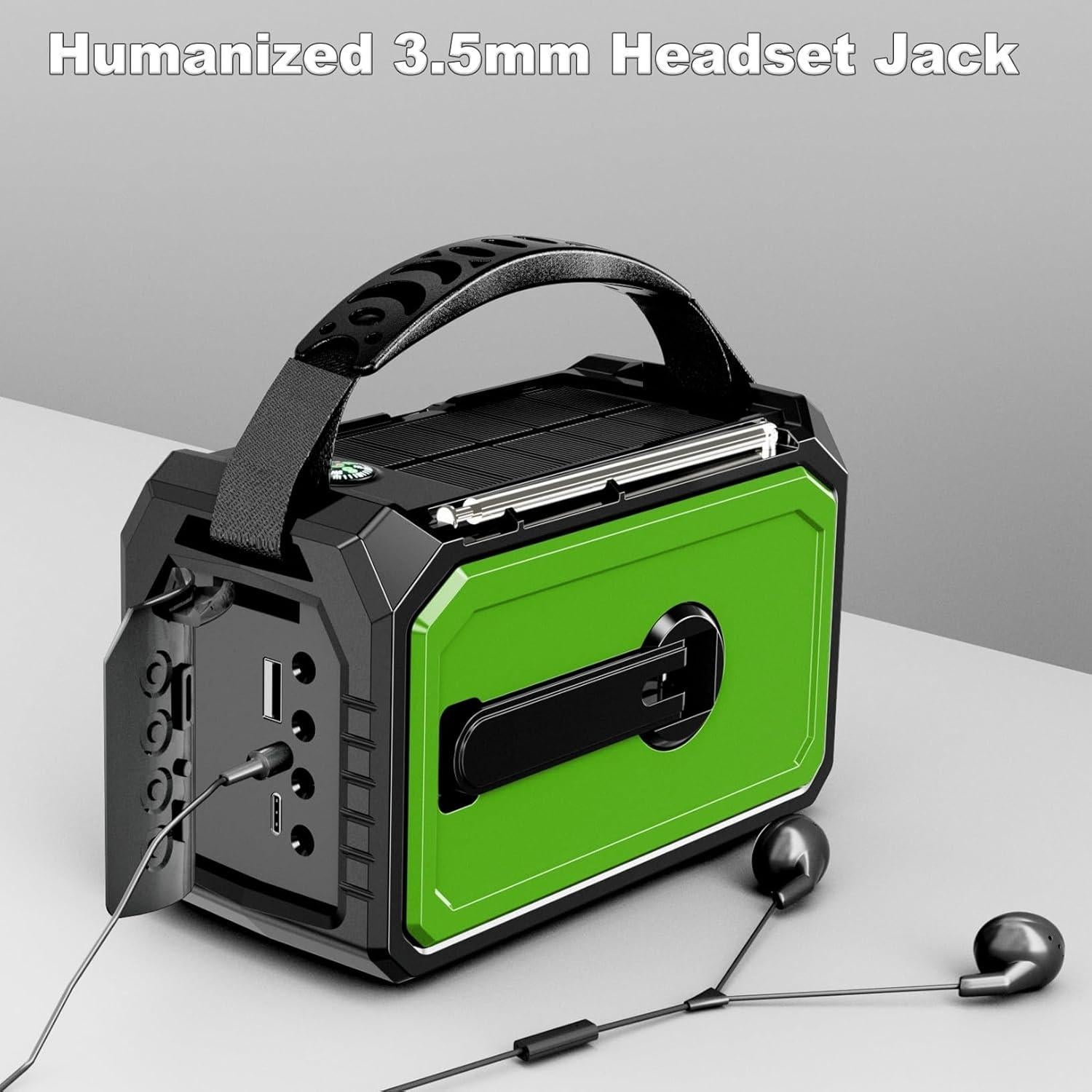 Radio de Emergencia ZZMICHP 16000mAh Bluetooth Solar NOAA Verde