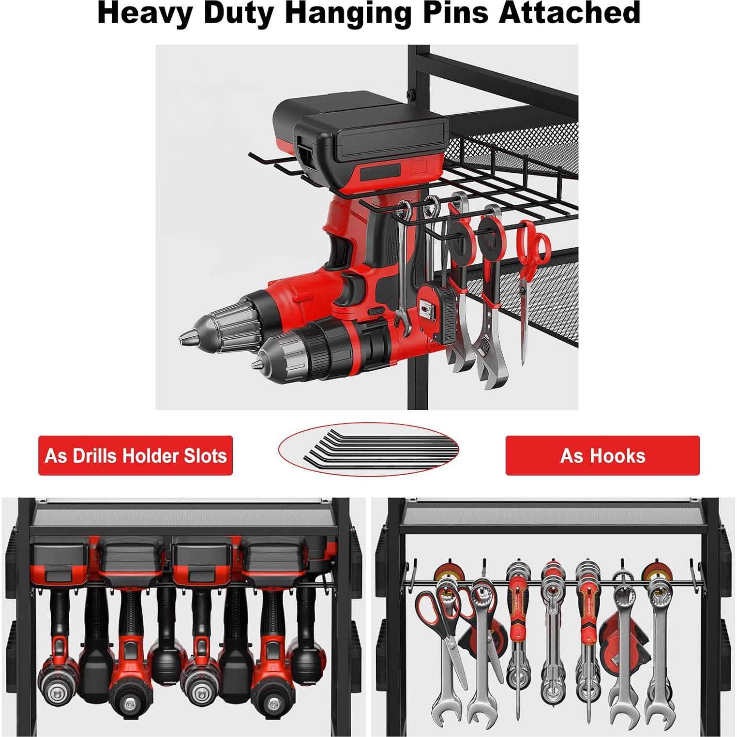 Carro Organizador de Herramientas JUNNUJ con Estación de Carga 20A