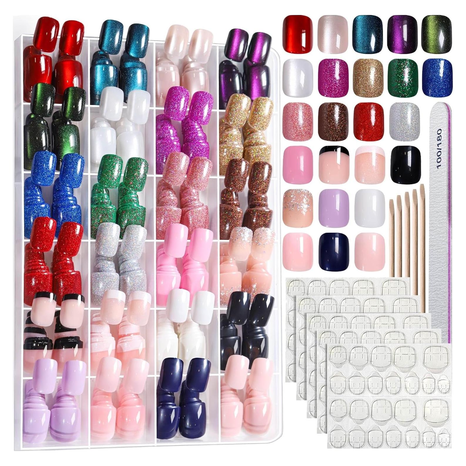 Kit de Uñas Postizas Cortas FANDAMEI 576pcs 24 Colores