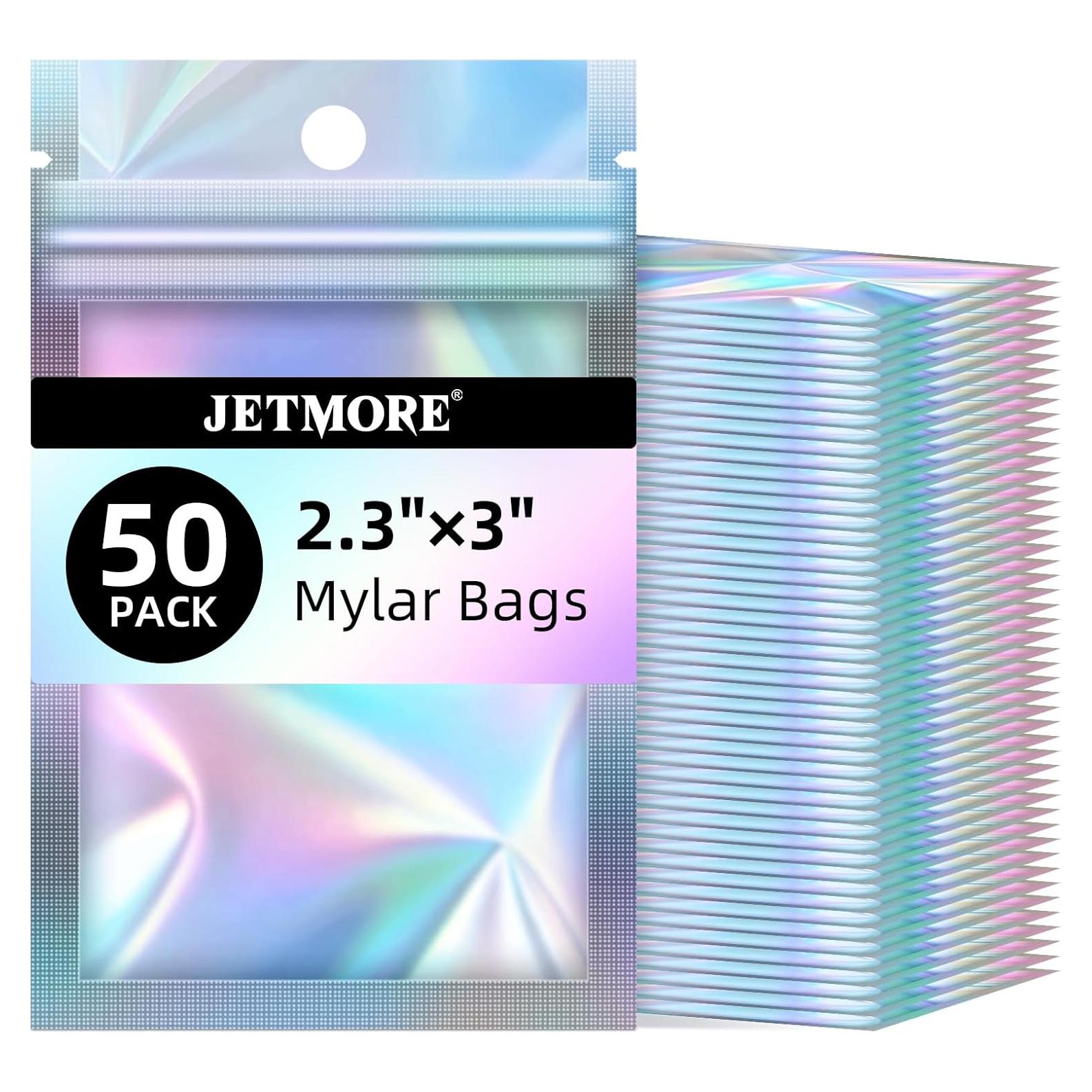 50 Bolsas Holográficas Mylar Reutilizables 6.35x7.62cm Jetmore