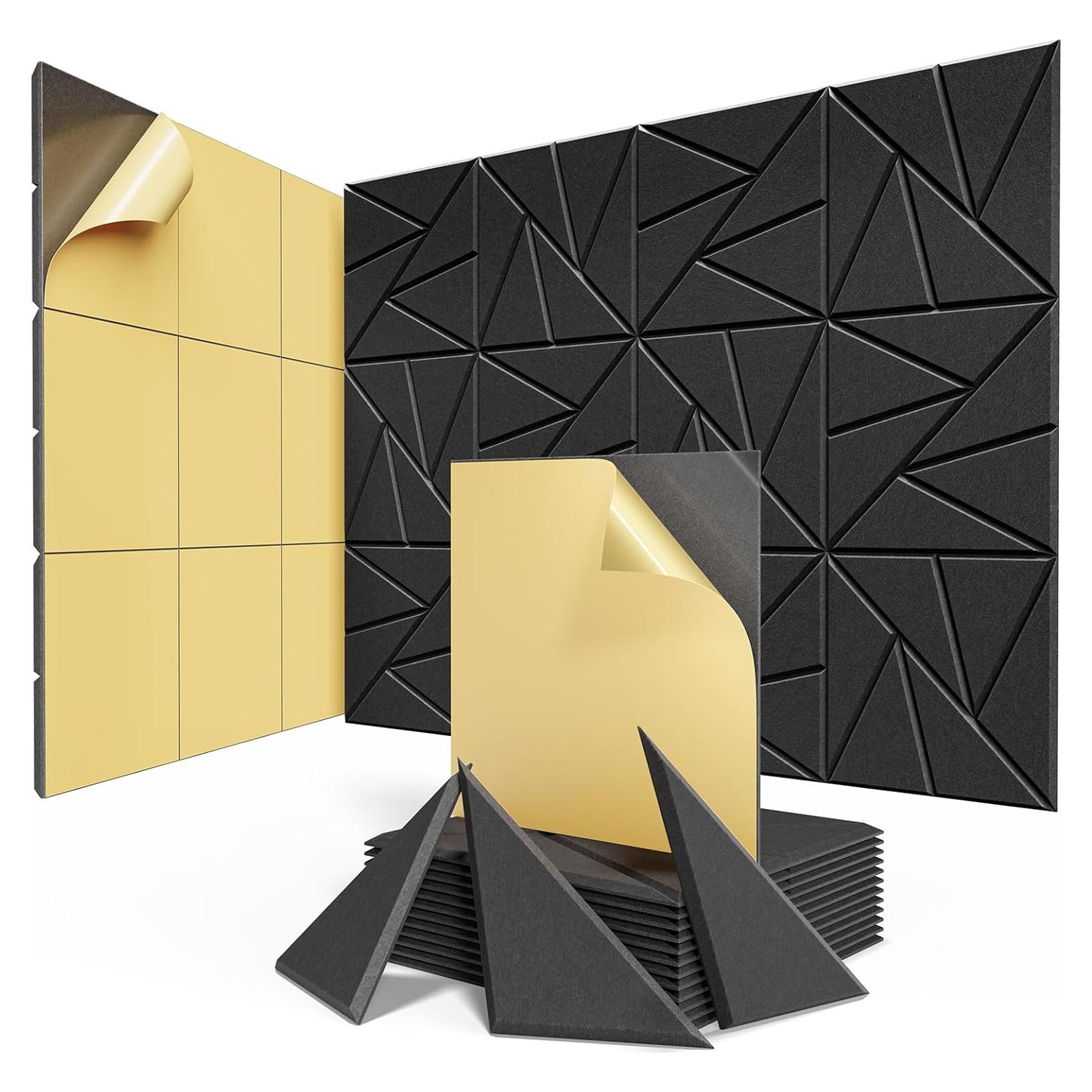 Paquete de 8 Paneles Acústicos Autoadhesivos 30.48cm - Negro