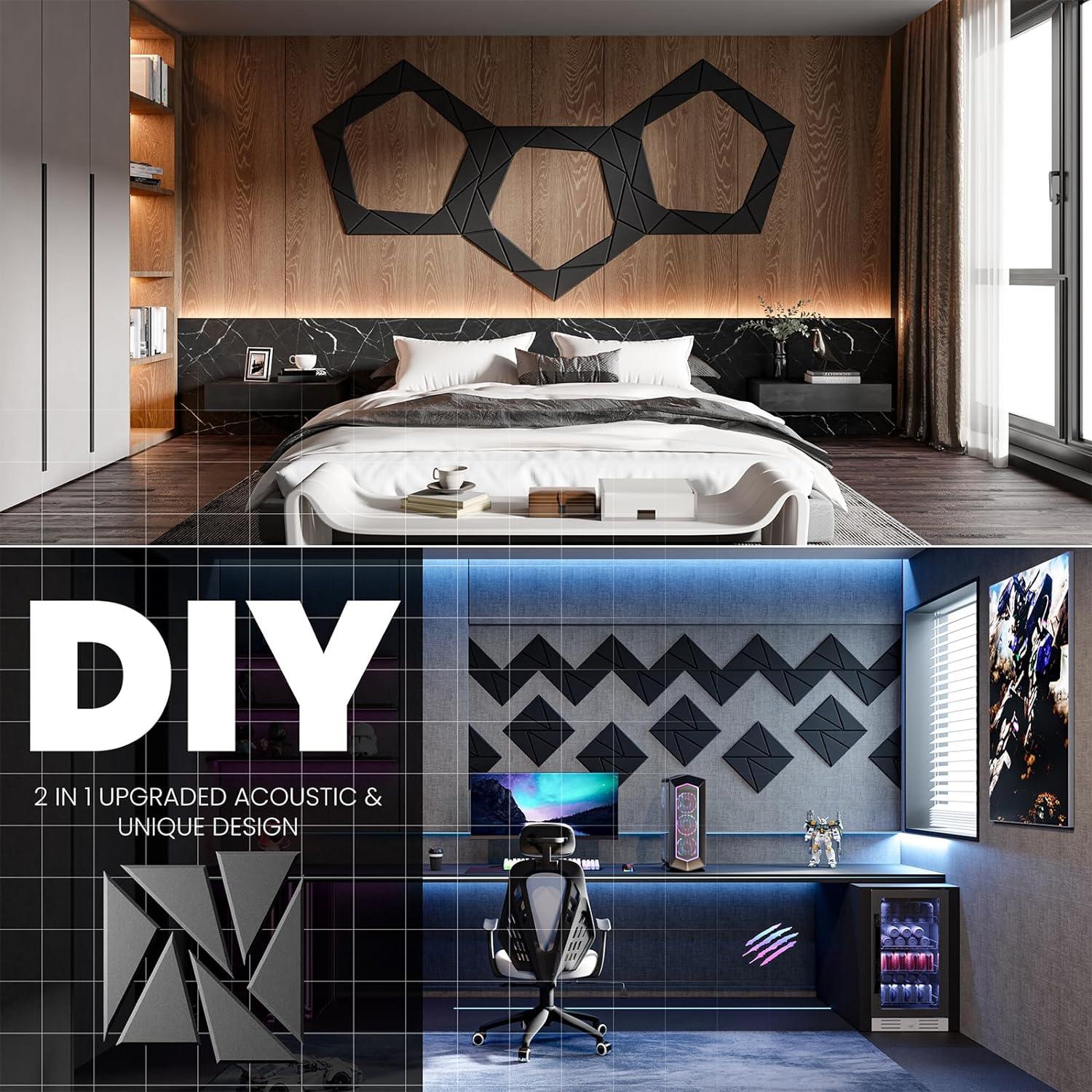 Paquete de 8 Paneles Acústicos Autoadhesivos 30.48cm - Negro