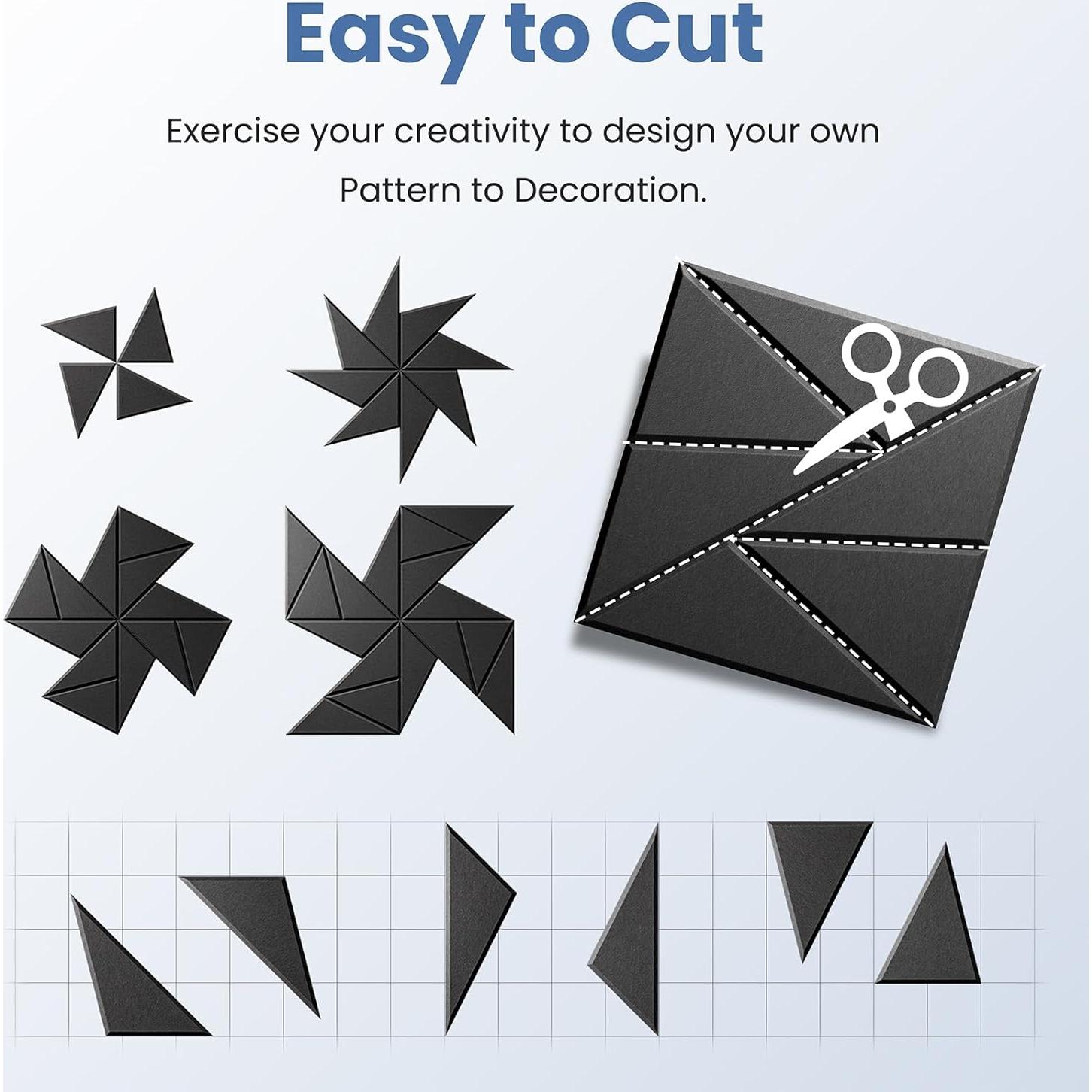 Paquete de 8 Paneles Acústicos Autoadhesivos 30.48cm - Negro