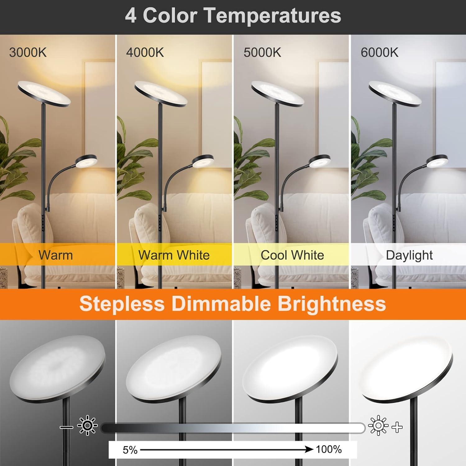Lámpara de Pie LED OUTON 27W 2400LM y Lámpara de Lectura 7W