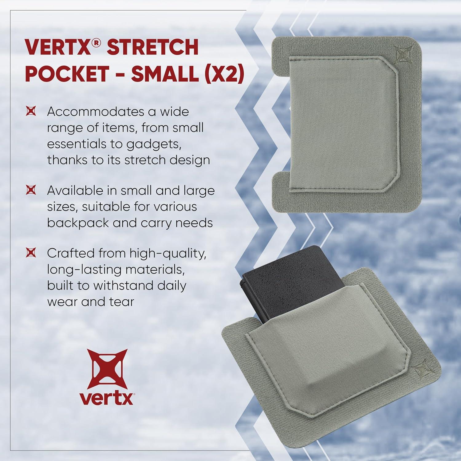 Vertx Stretch Pocket Organizer Insert Attachment for Backpack, Bag Organization, Small, 2-Pack