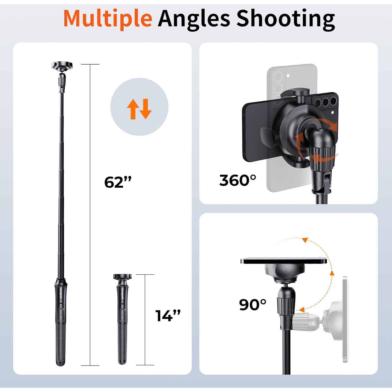 Trípode para Selfies Sensyne 62'' Magnético con Control Remoto