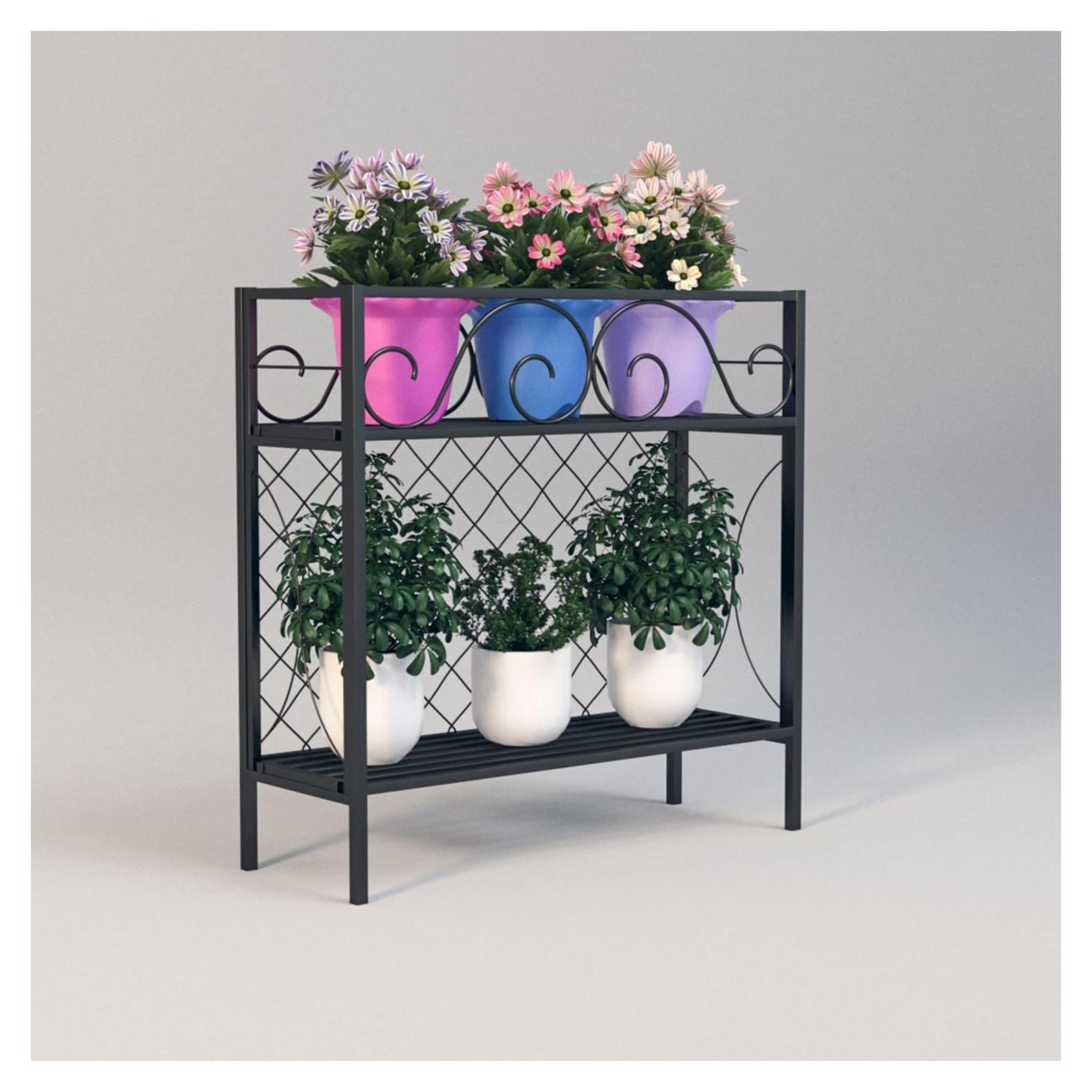 Estante para Plantas de 2 Niveles Zhongma - Soporte Metal 90x32 cm
