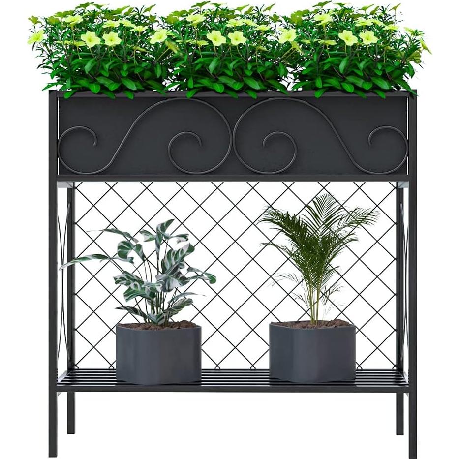 Estante para Plantas de 2 Niveles Zhongma - Soporte Metal 90x32 cm