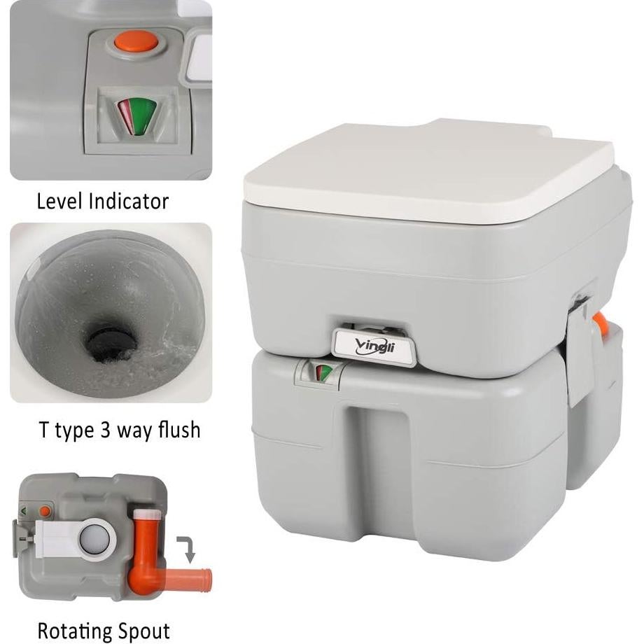 Inodoro Portátil VINGLI 20.1L con Bolsa de Transporte