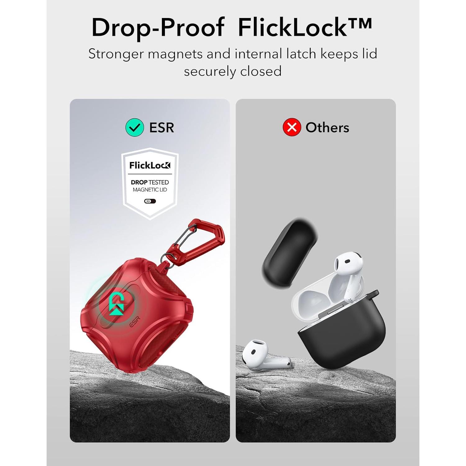 Funda ESR para AirPods 4 Generación 2024 USB-C Rojo