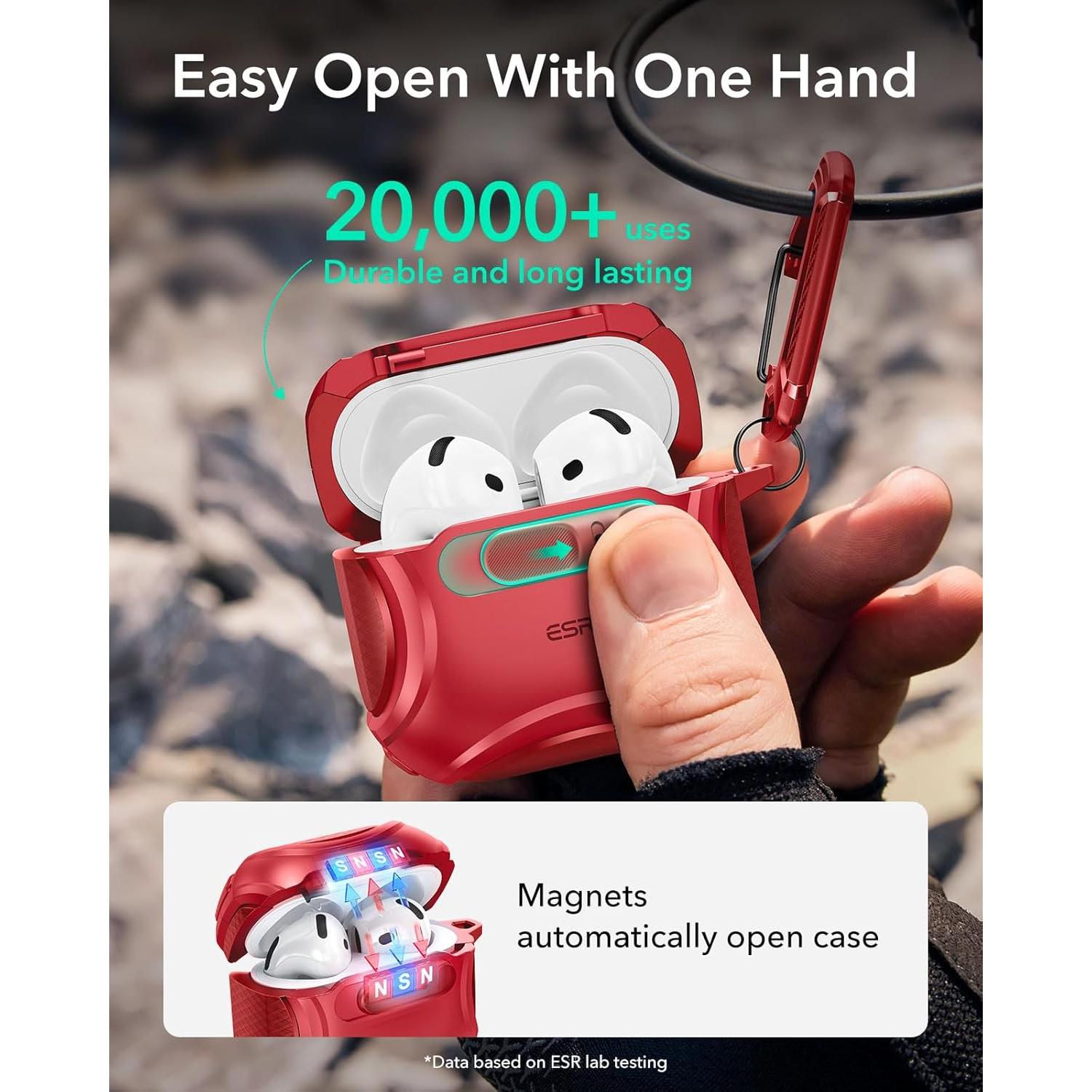 Funda ESR para AirPods 4 Generación 2024 USB-C Rojo