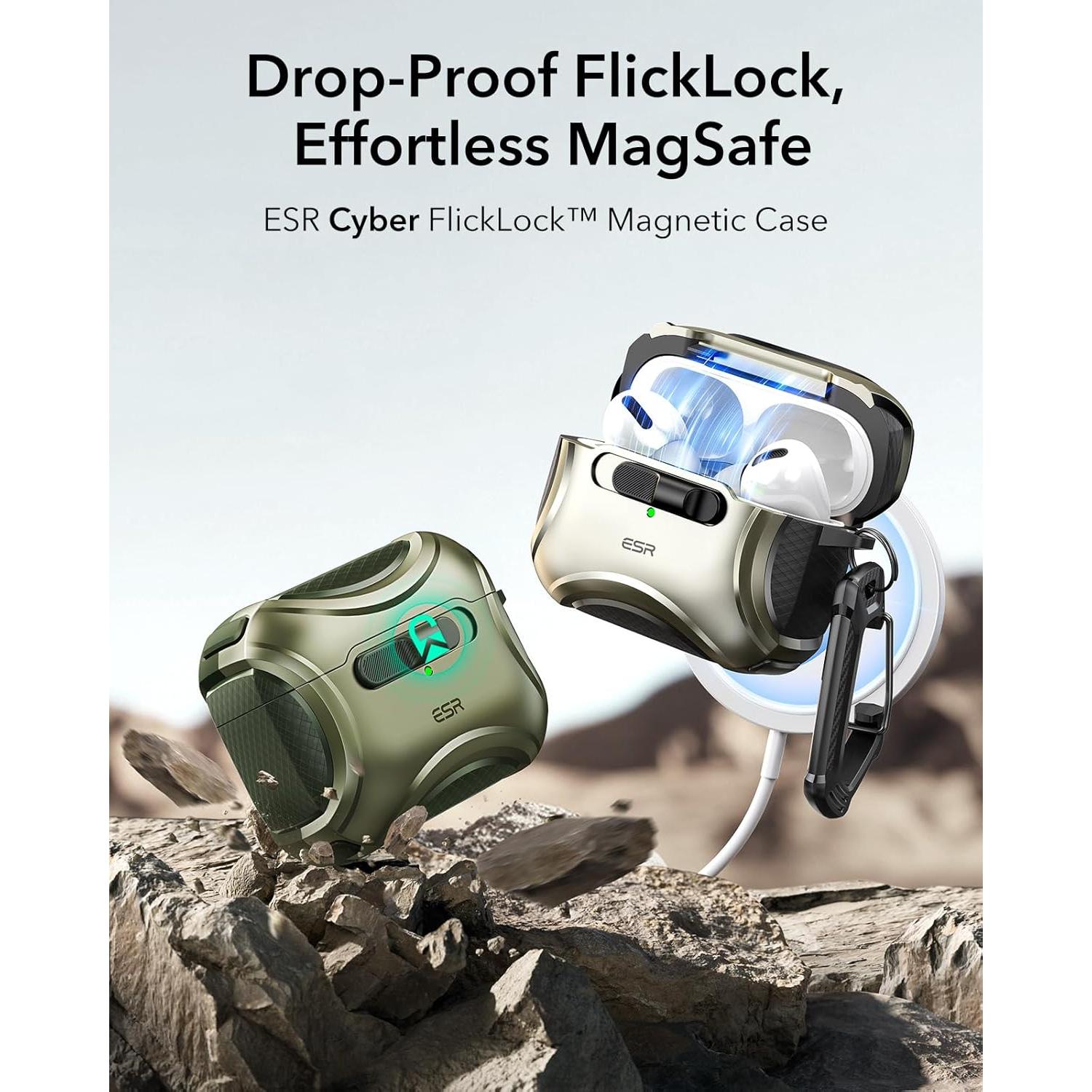 Estuche Protector ESR para AirPods Pro 2ª Gen Verde Ejército