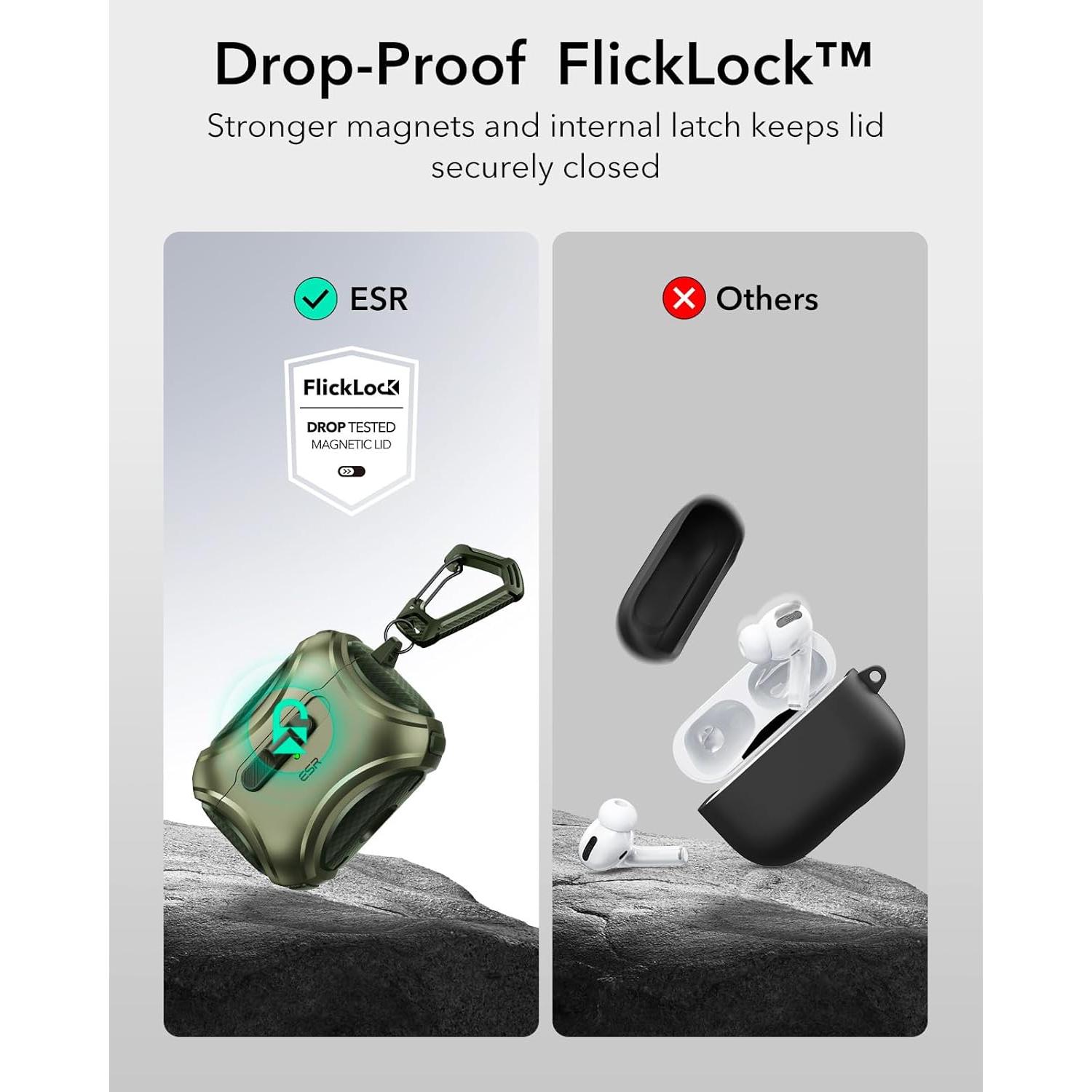 Estuche Protector ESR para AirPods Pro 2ª Gen Verde Ejército