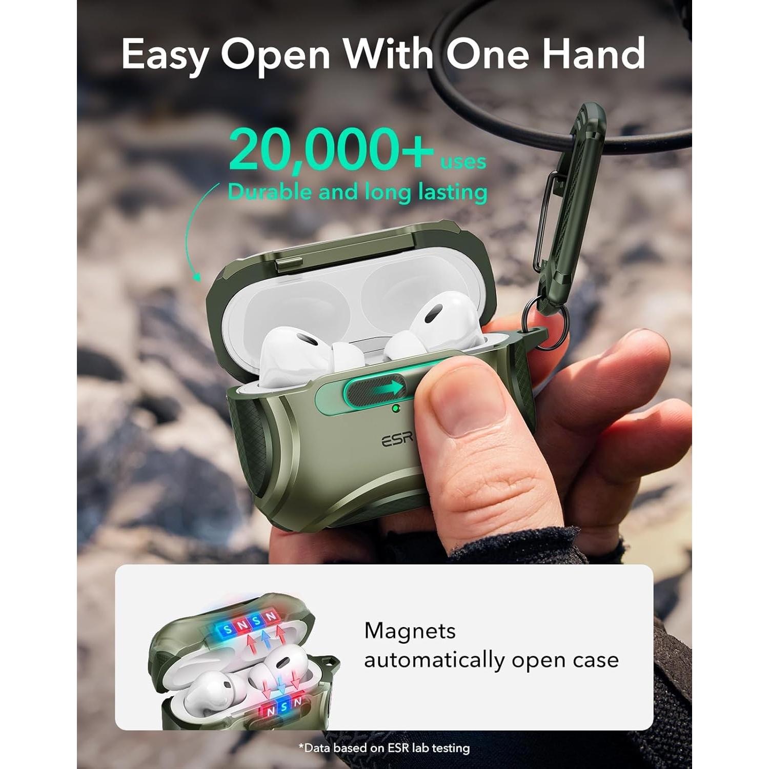 Estuche Protector ESR para AirPods Pro 2ª Gen Verde Ejército