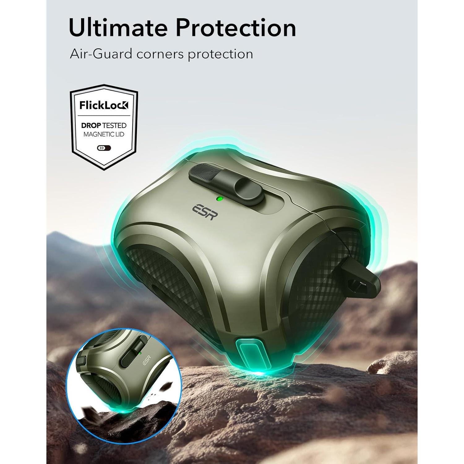 Estuche Protector ESR para AirPods Pro 2ª Gen Verde Ejército