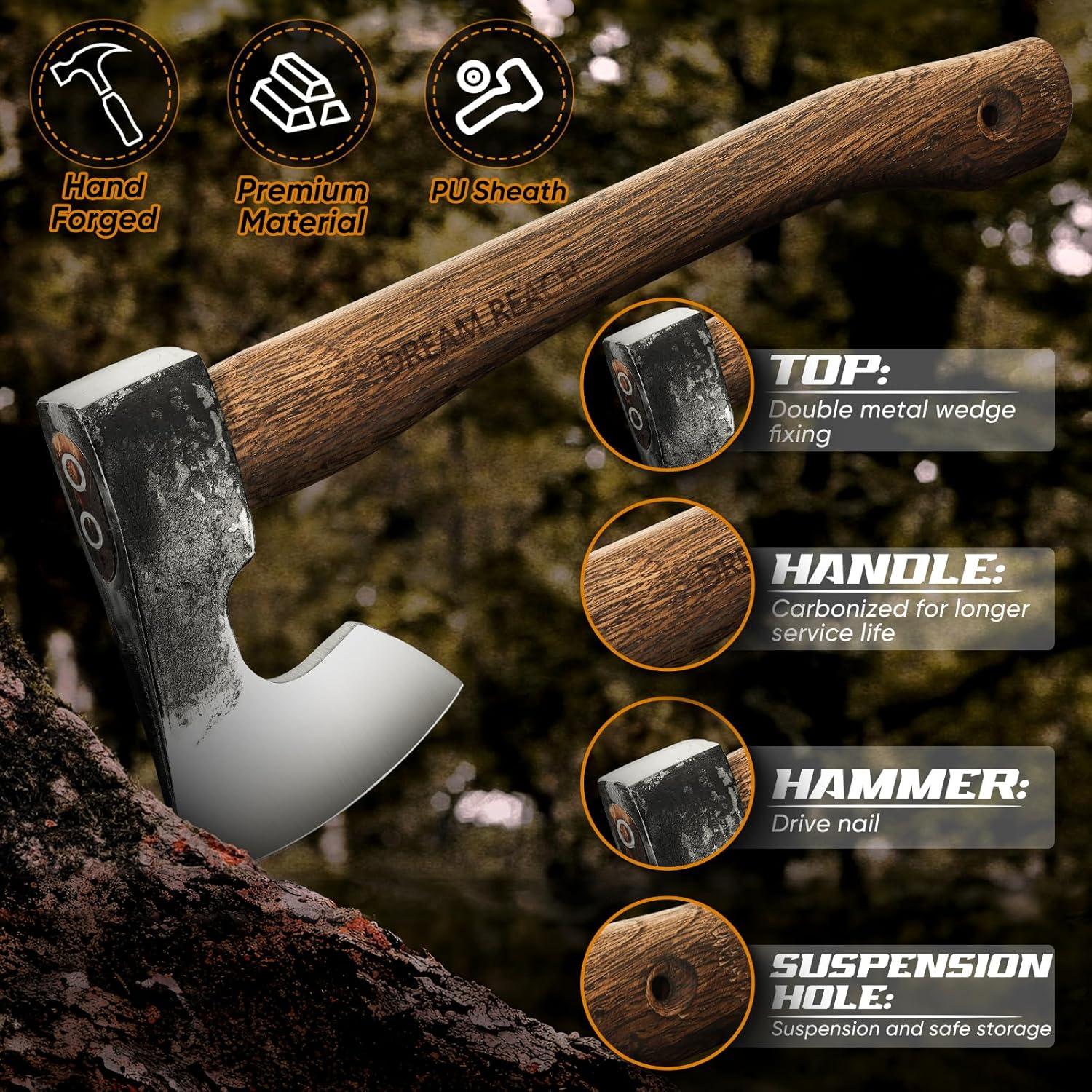 Hacha de Camping Dream Reach 36.83 cm con Funda de Cuero