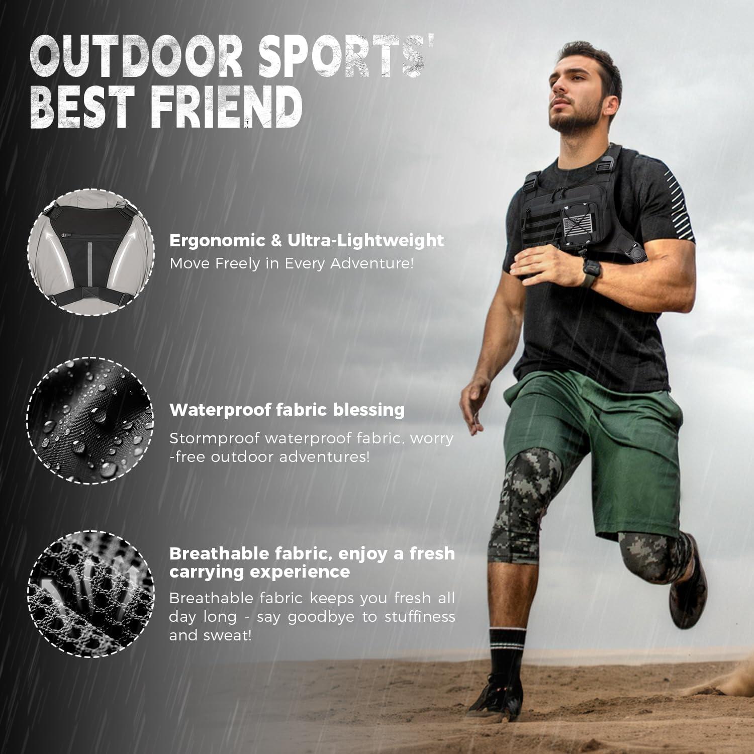 Bolsa de Pecho Koculemi para Deportes al Aire Libre - Negro