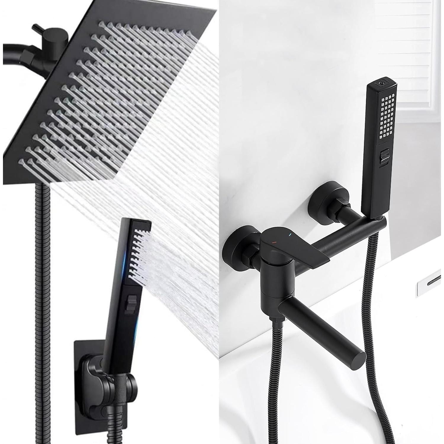 Cabezal de Ducha de Mano LUYU Cuadrado Negro Mate 2.8Bar
