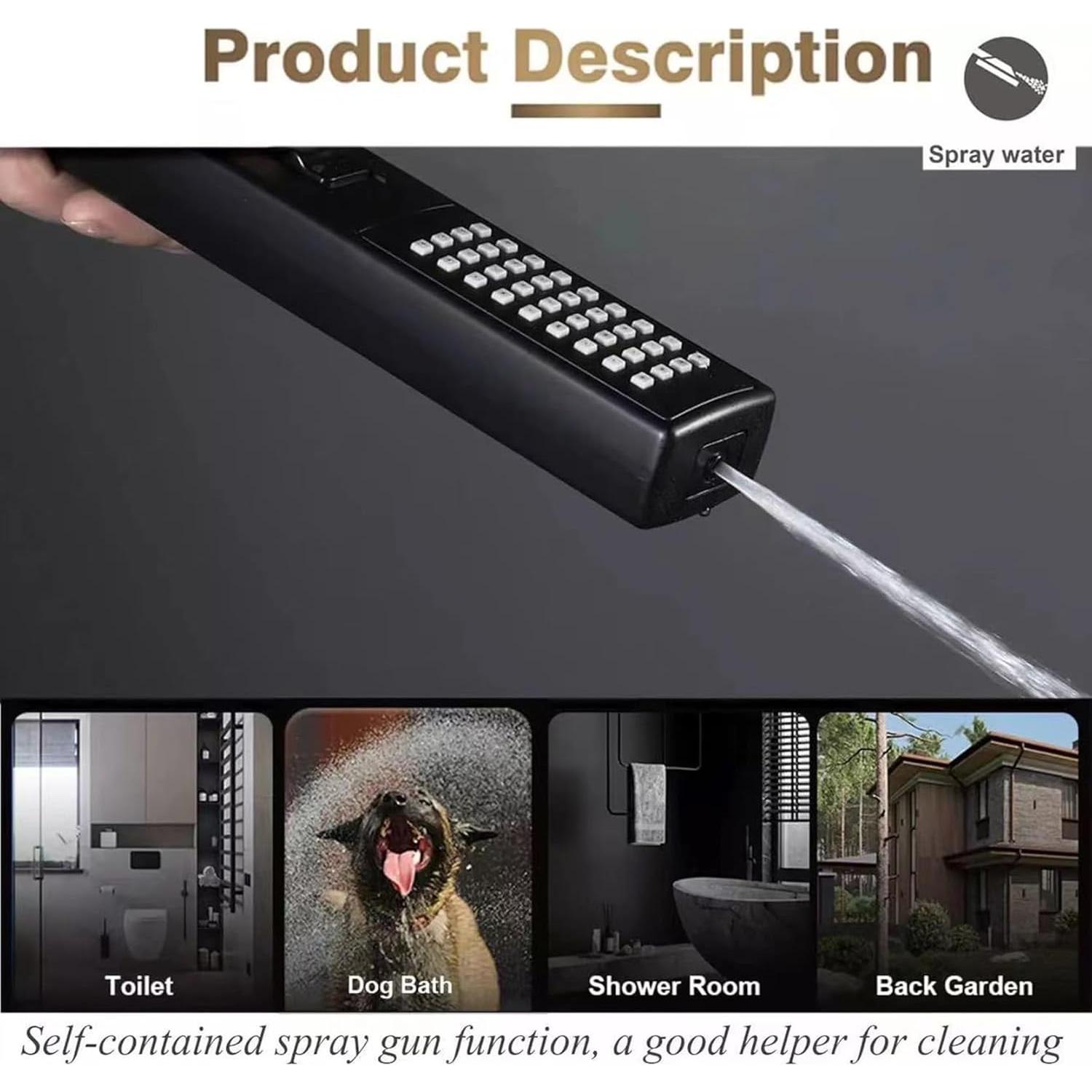 Cabezal de Ducha de Mano LUYU Cuadrado Negro Mate 2.8Bar