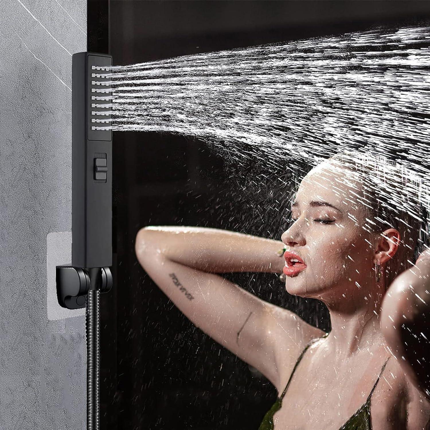Cabezal de Ducha de Mano LUYU Cuadrado Negro Mate 2.8Bar