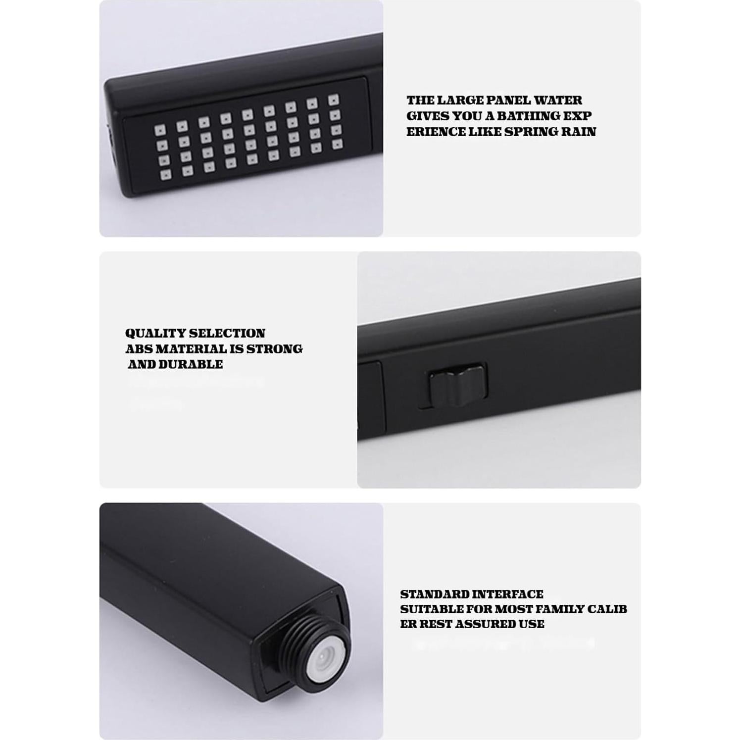 Cabezal de Ducha de Mano LUYU Cuadrado Negro Mate 2.8Bar