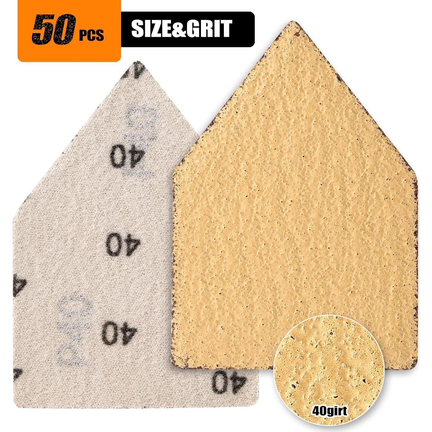 Hojas de Lijado Triangulares POLIWELL 90mm x 65mm 40 Grano