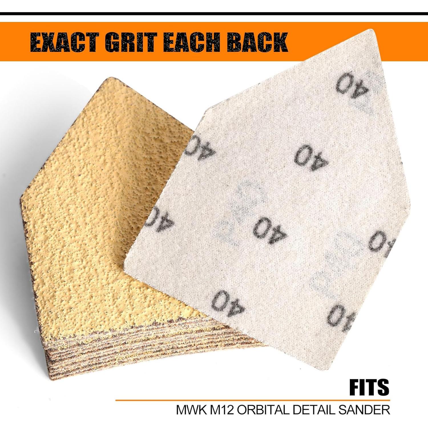 Hojas de Lijado Triangulares POLIWELL 90mm x 65mm 40 Grano